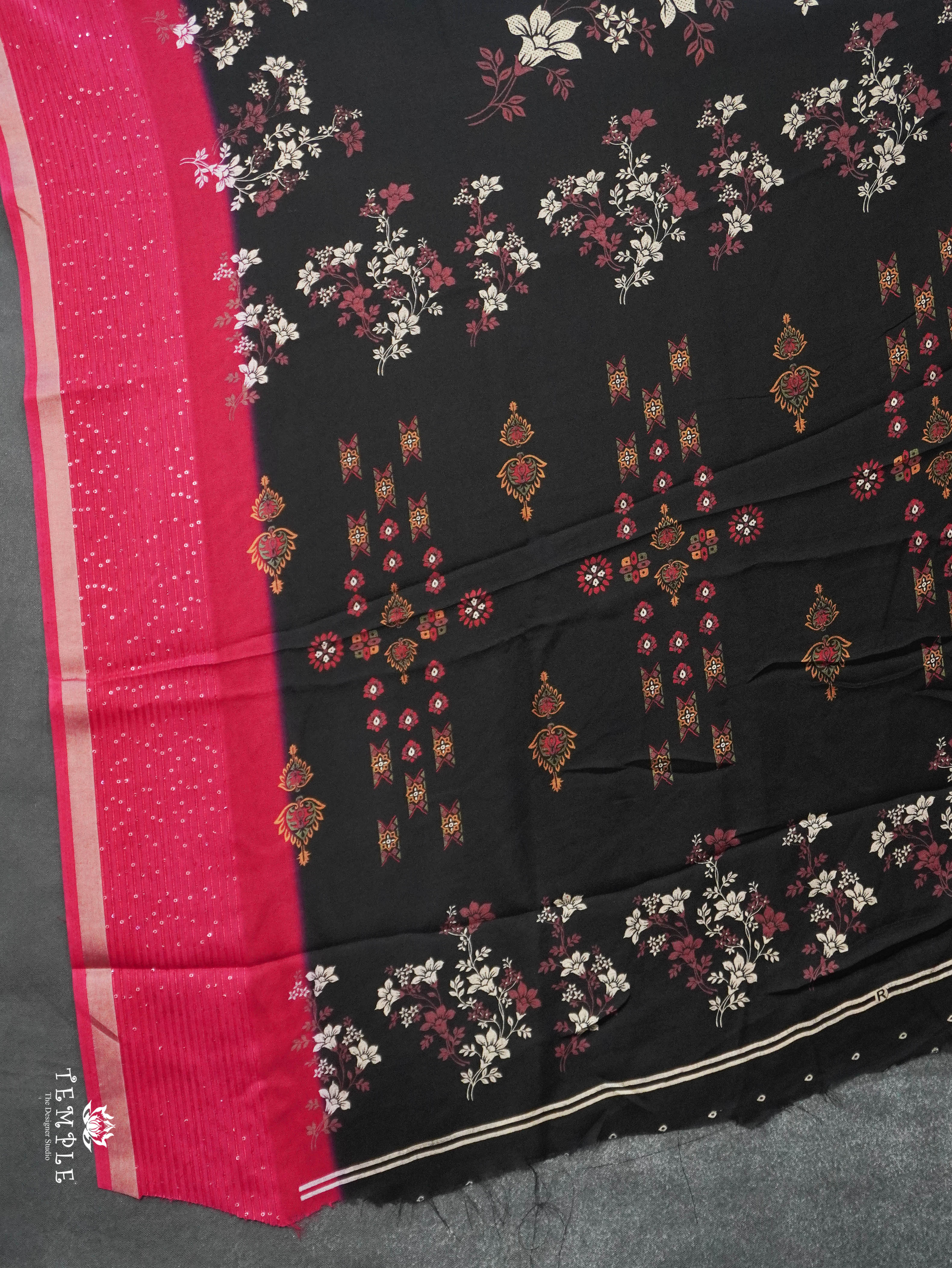 Printed Fancy Saree(Black) | TTDS3075