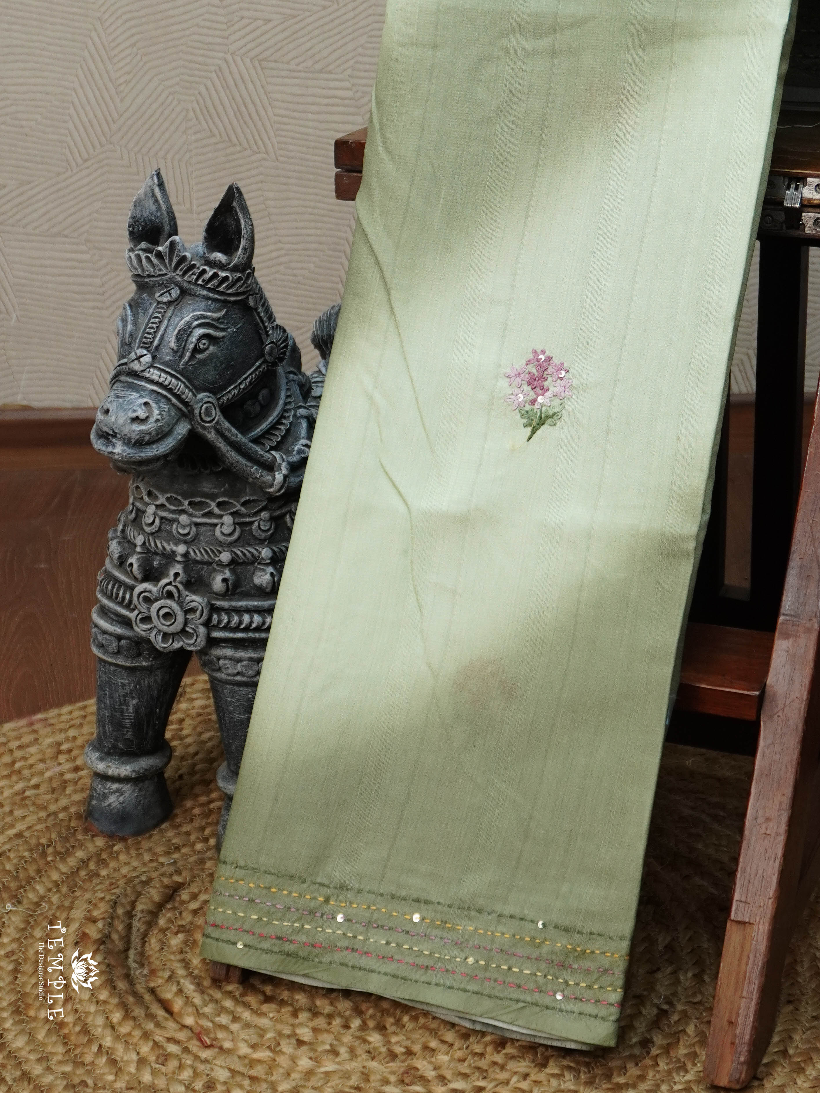 Linen  Silk Saree With Kantha Work | TTDS3121