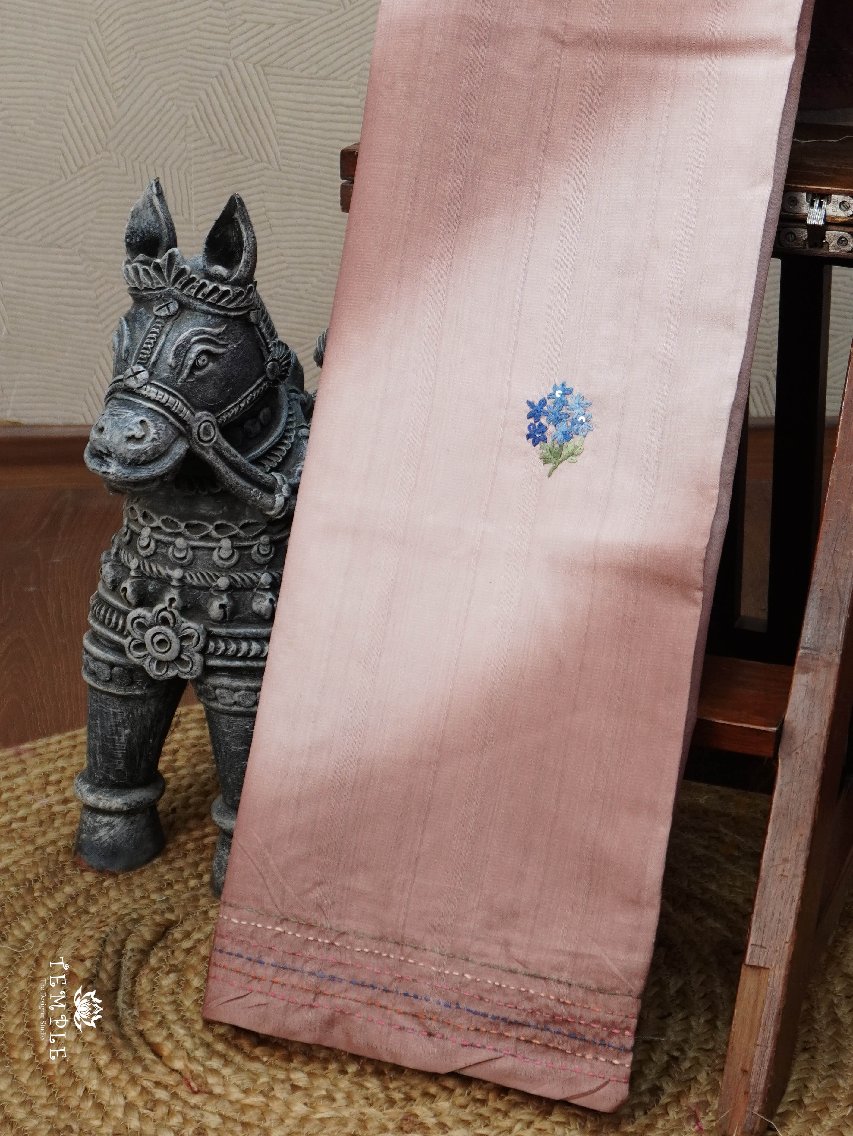 Linen  Silk Saree With Kantha Work | TTDS3121