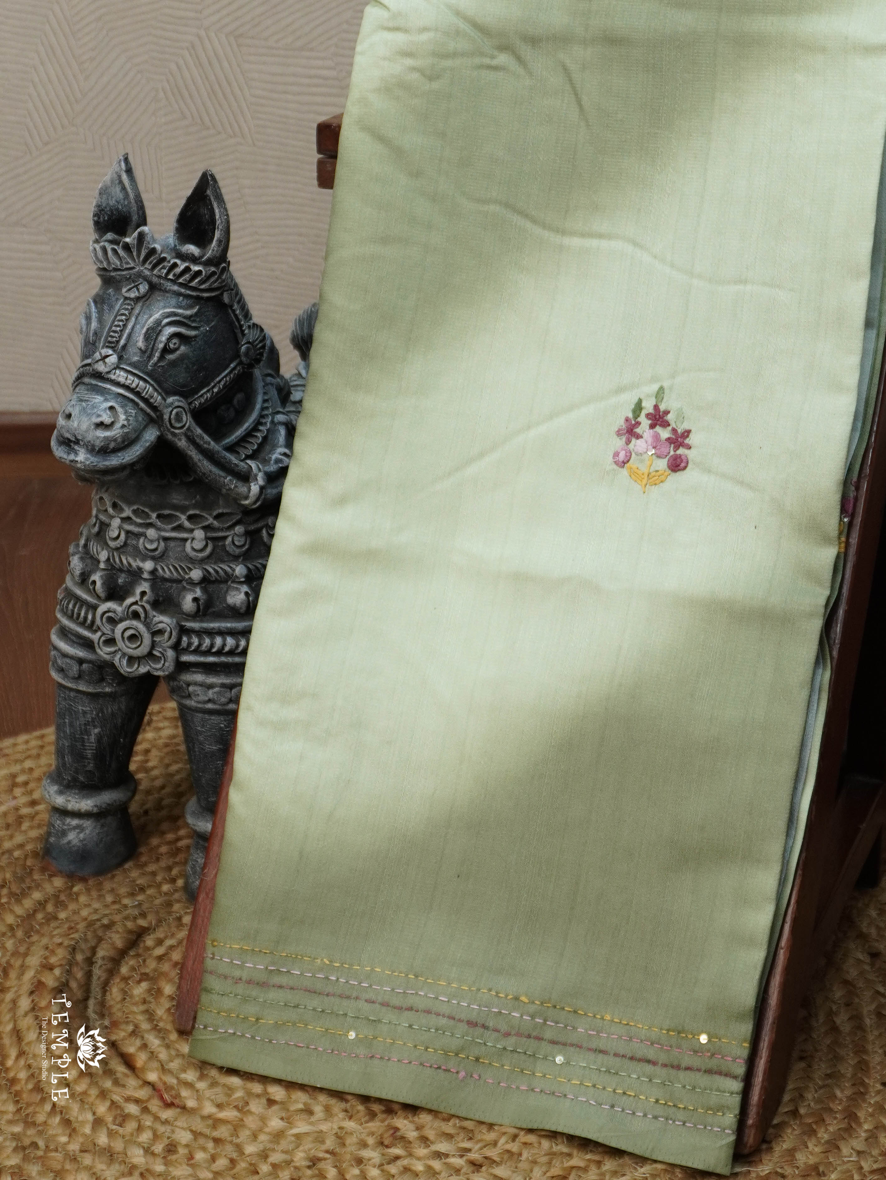 Linen  Silk Saree With Kantha Work | TTDS3121