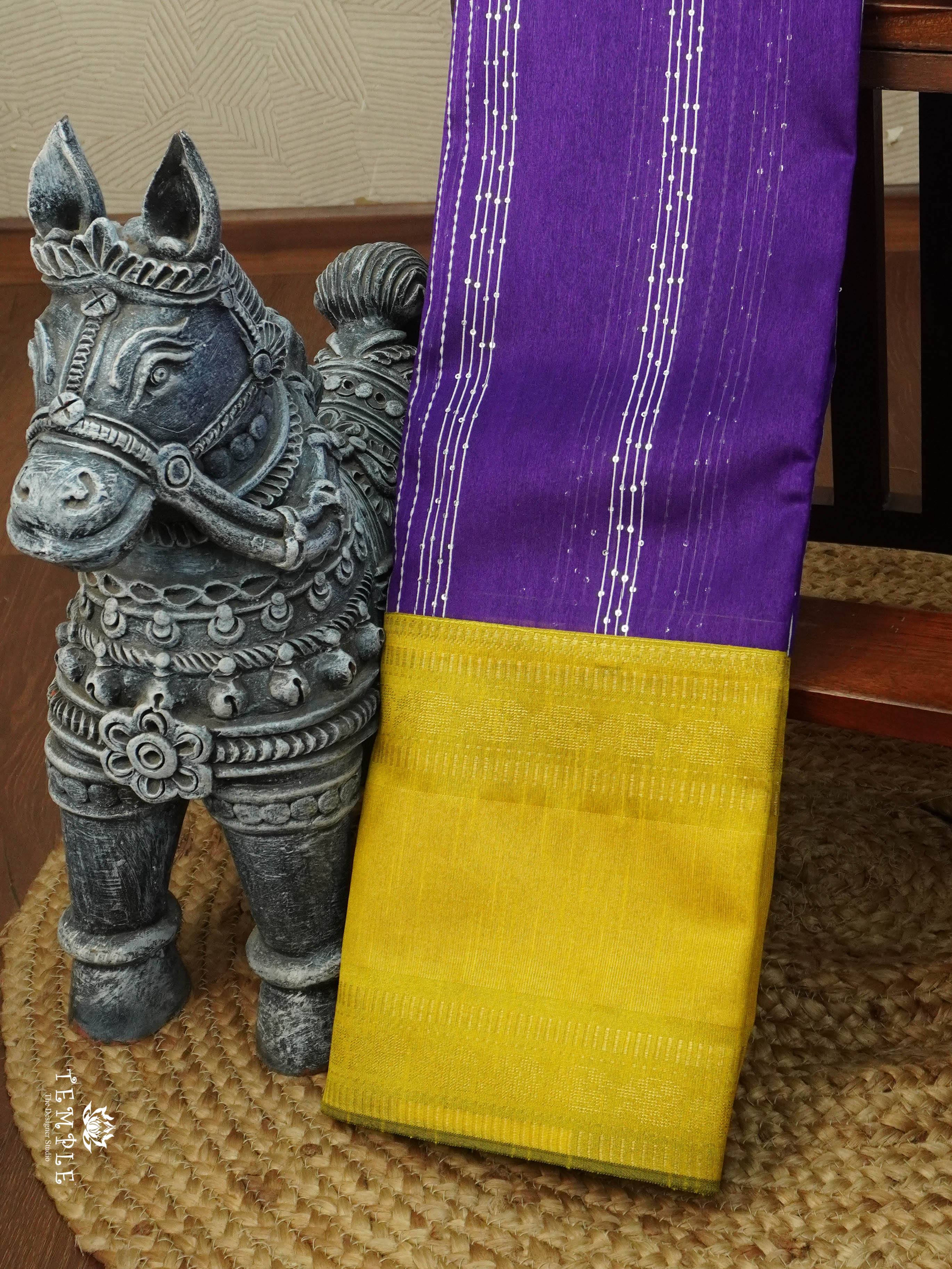 Raw Silk Saree With Sequins Work | TTDS3035