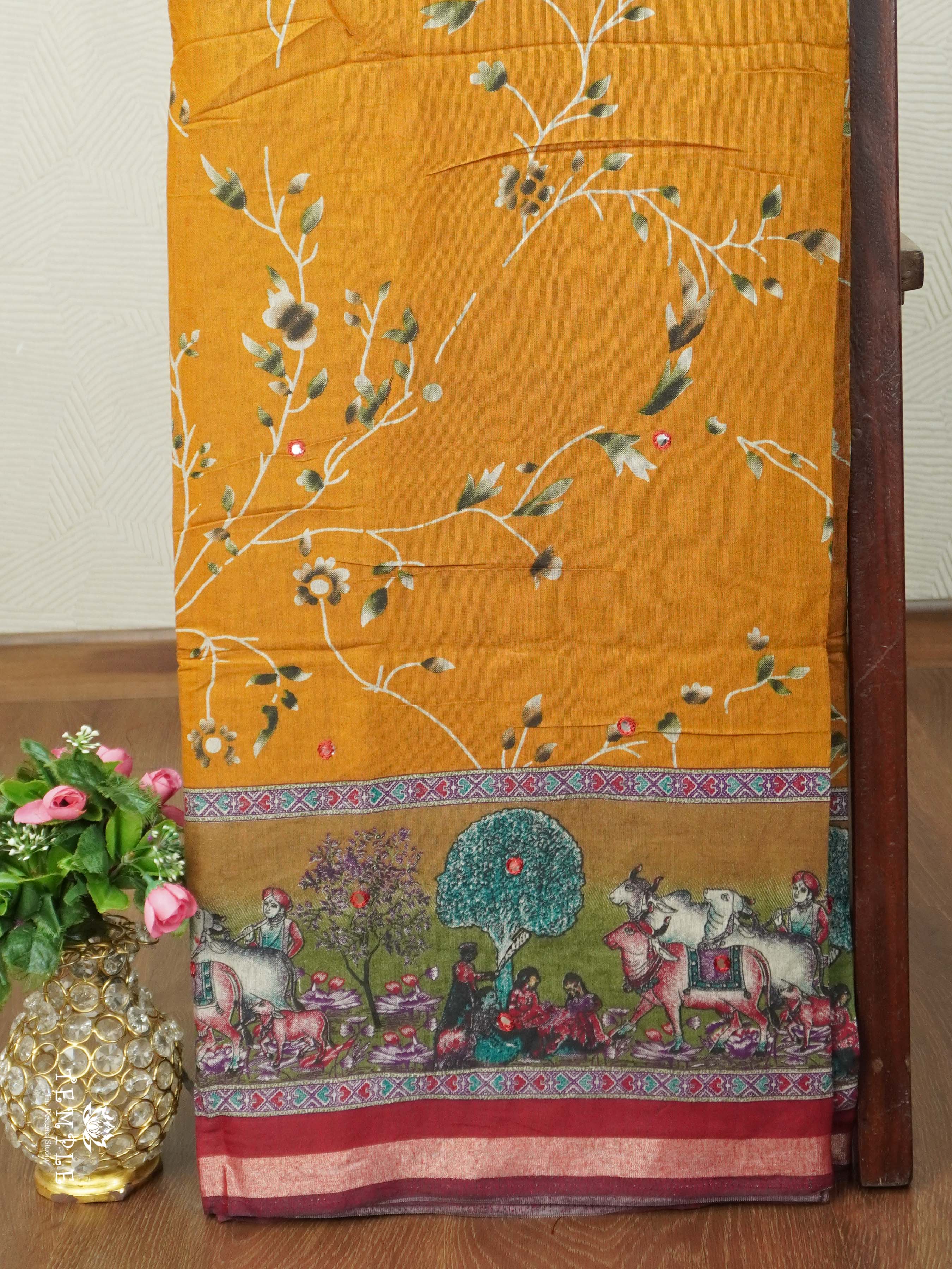 Mirror Work Cotton Saree | TTDS2611