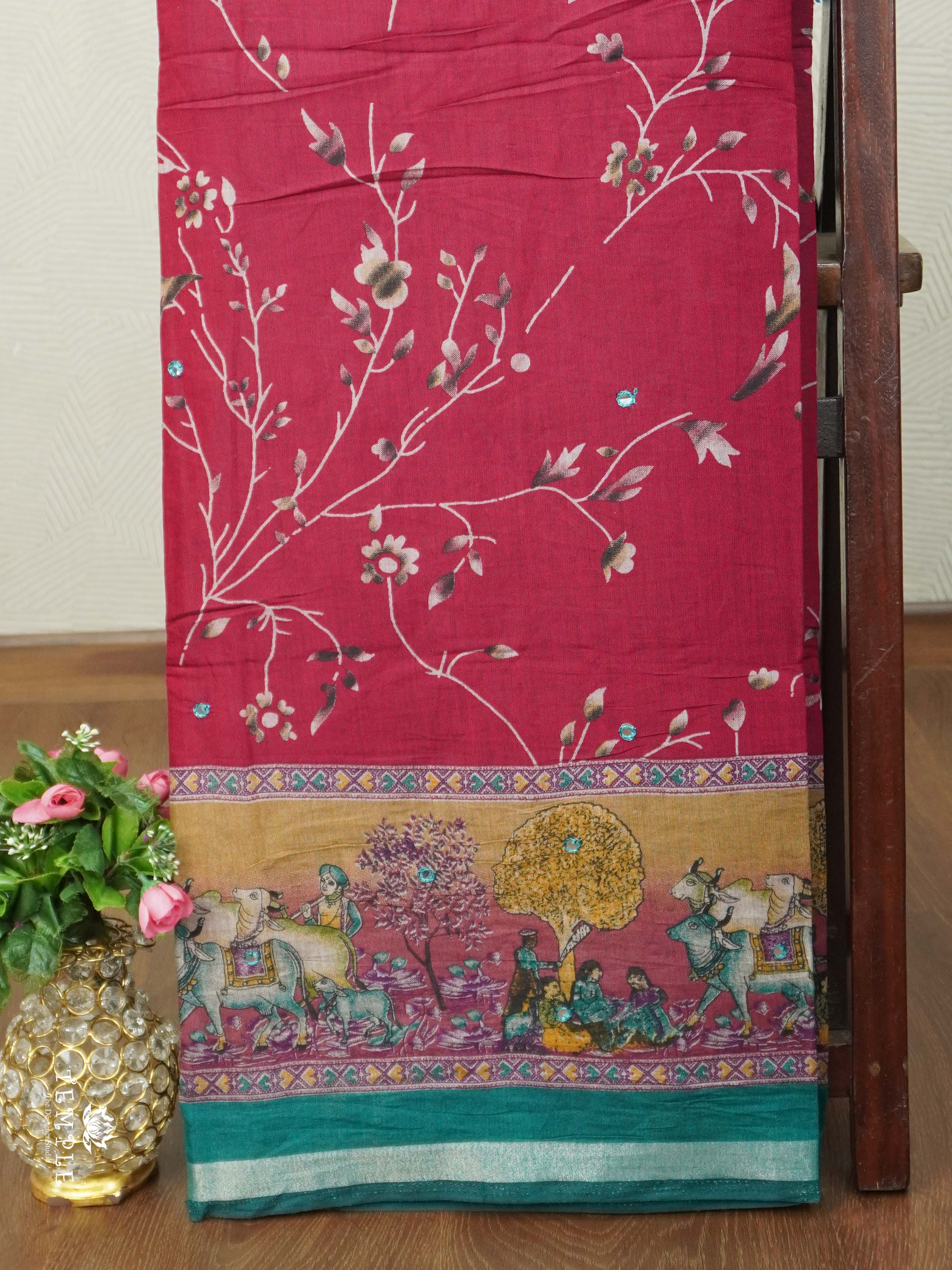 Mirror Work Cotton Saree | TTDS2611