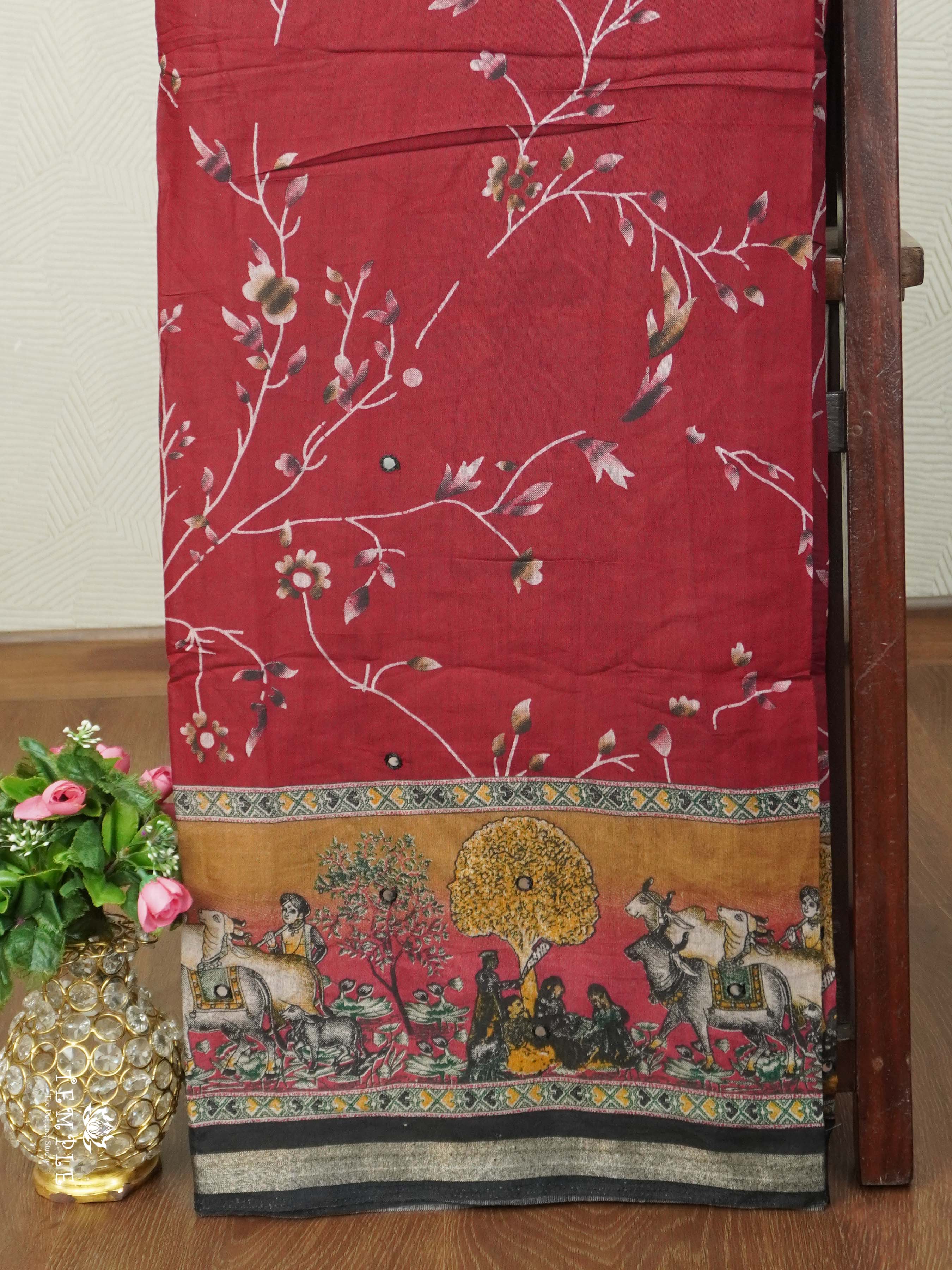 Mirror Work Cotton Saree | TTDS2611