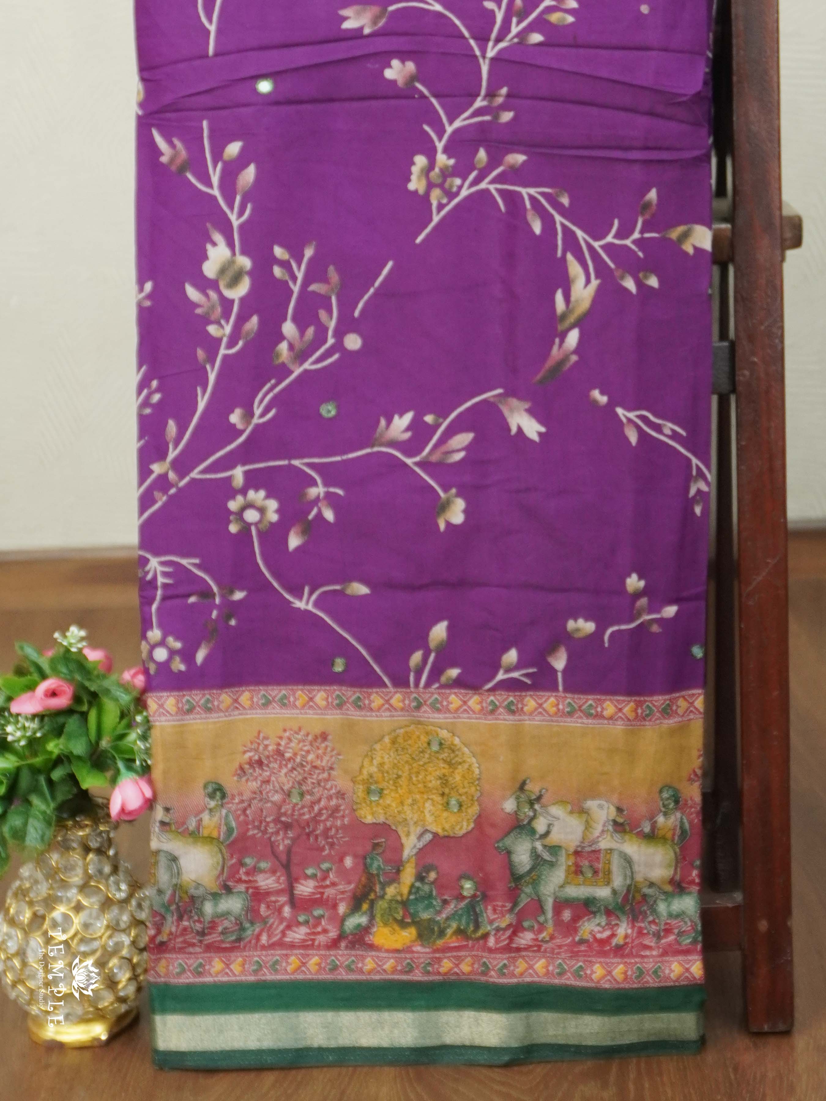 Mirror Work Cotton Saree | TTDS2611