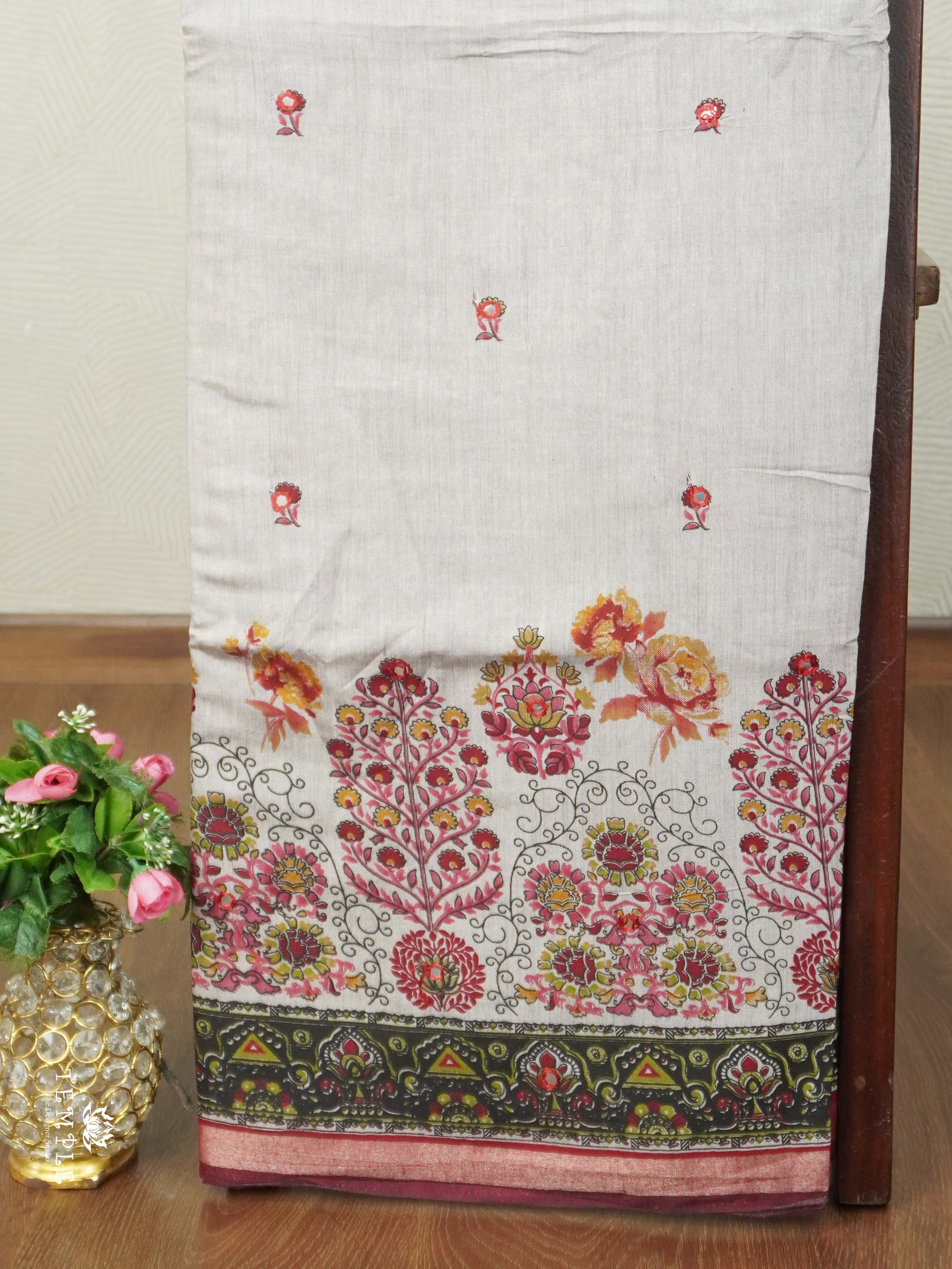 Ivory Bloom Mirror Work Sarees | TTDS2612