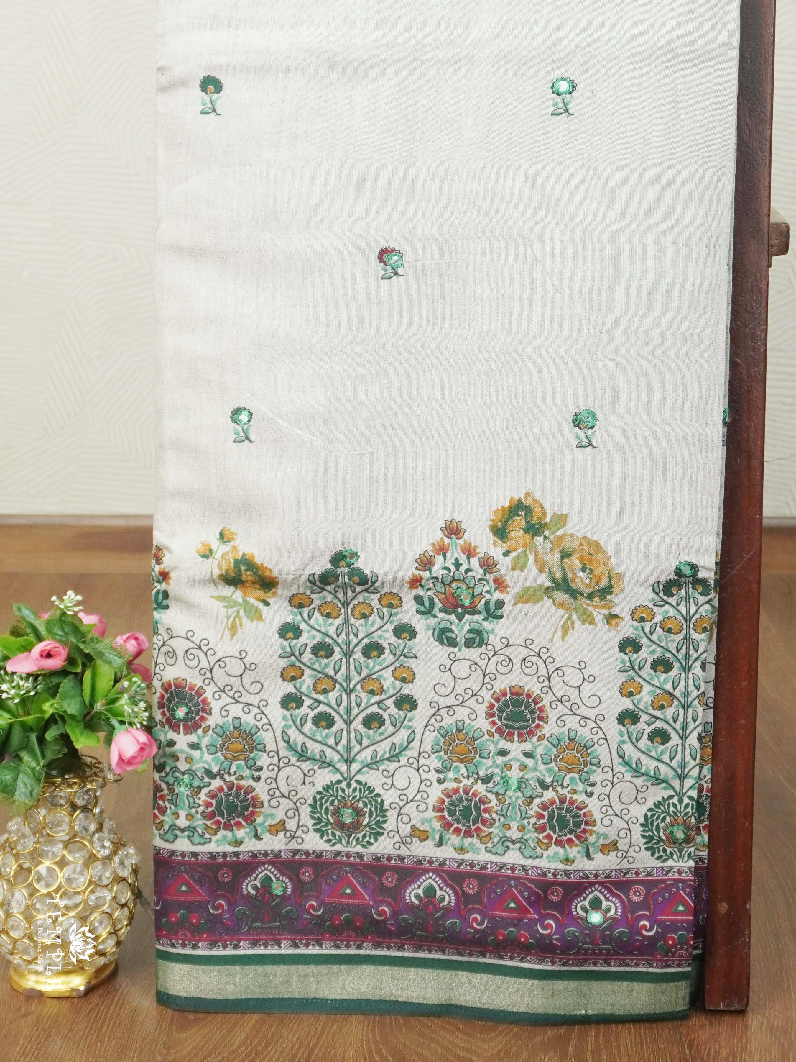 Ivory Bloom Mirror Work Sarees | TTDS2612