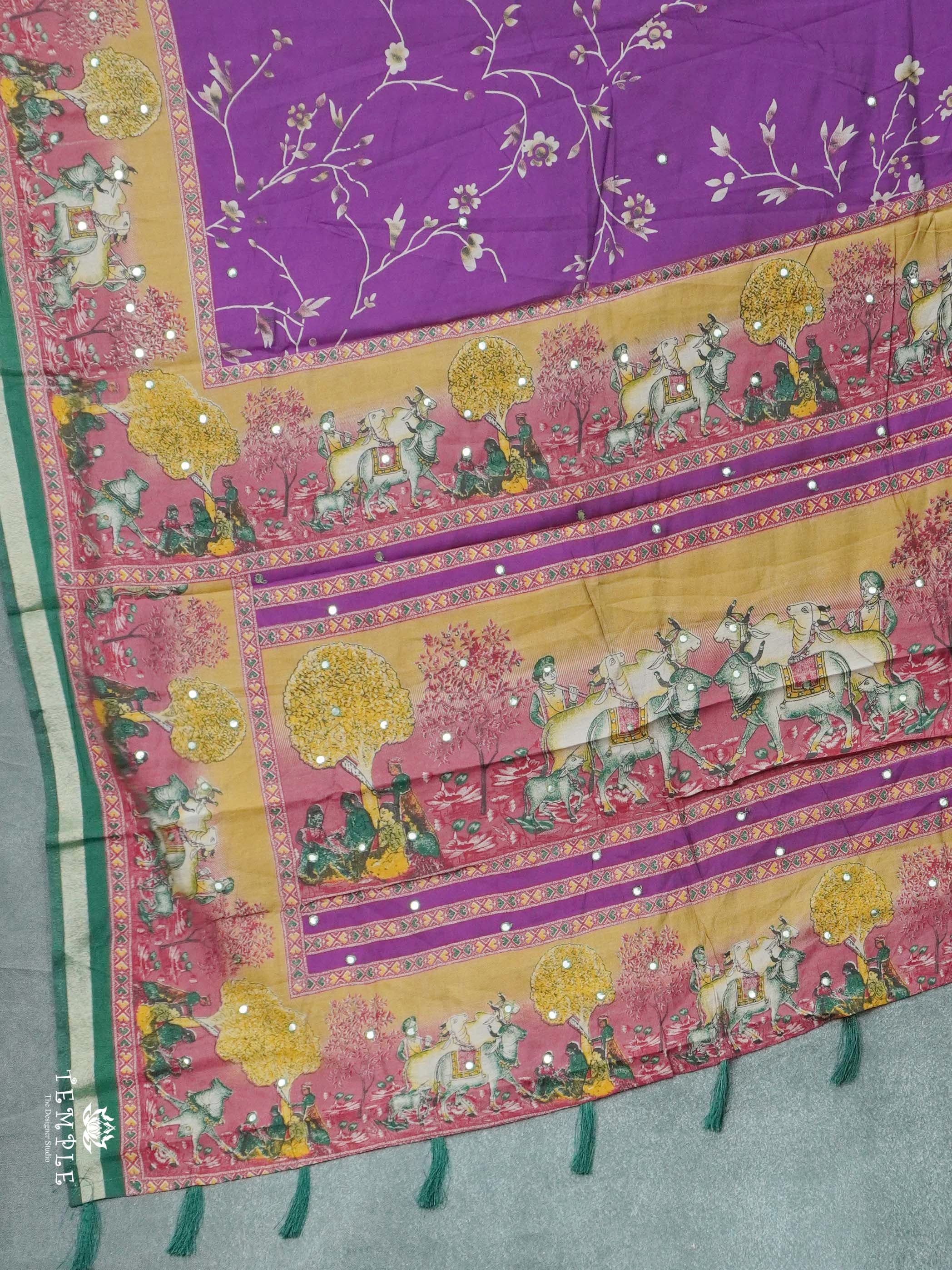 Mirror Work Cotton Saree | TTDS2611