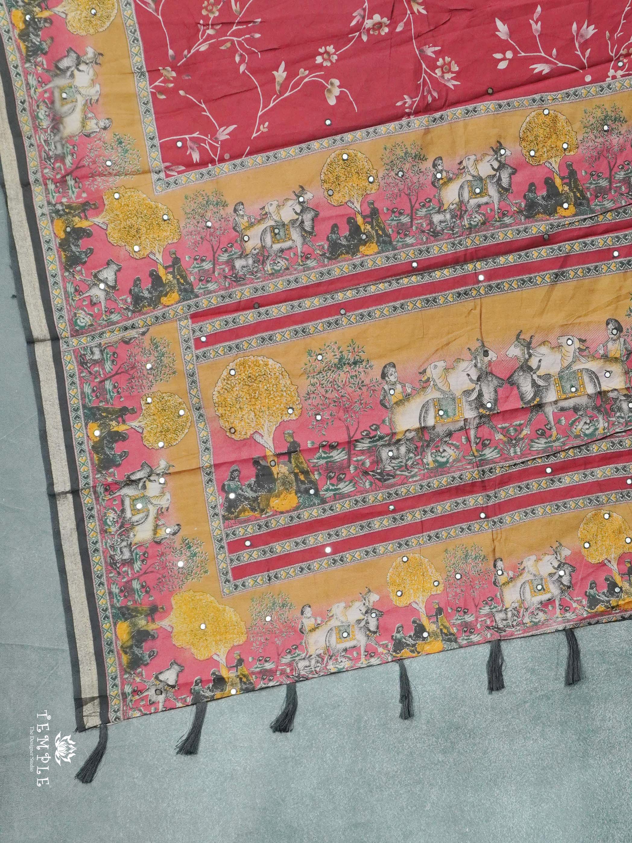 Mirror Work Cotton Saree | TTDS2611