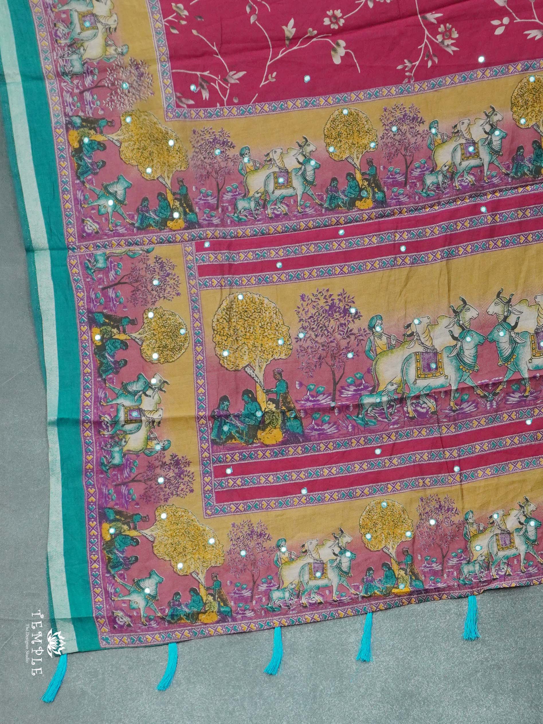 Mirror Work Cotton Saree | TTDS2611