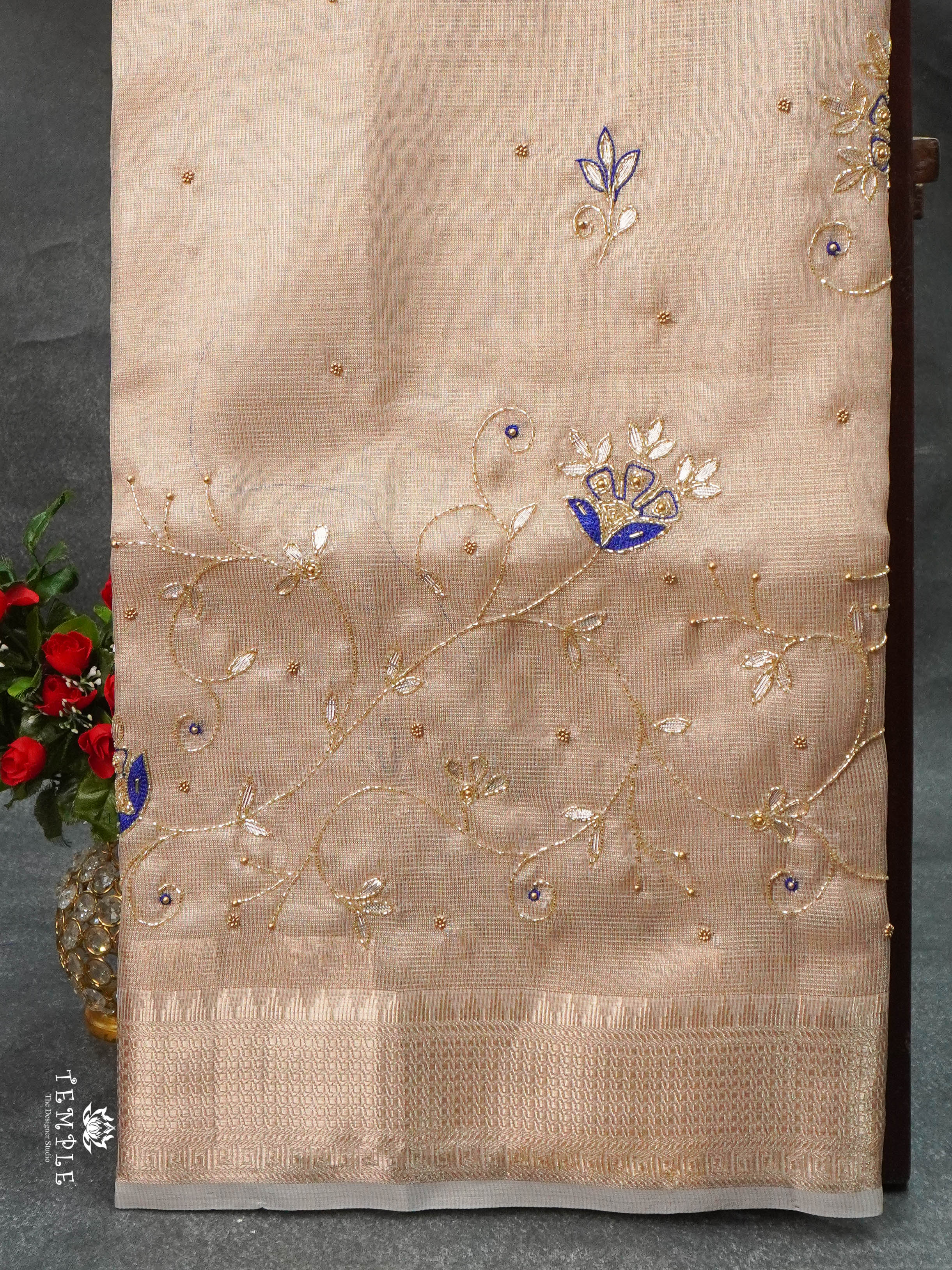 Embroidery Kora Tissue Saree | Design 9 | TTDS1649