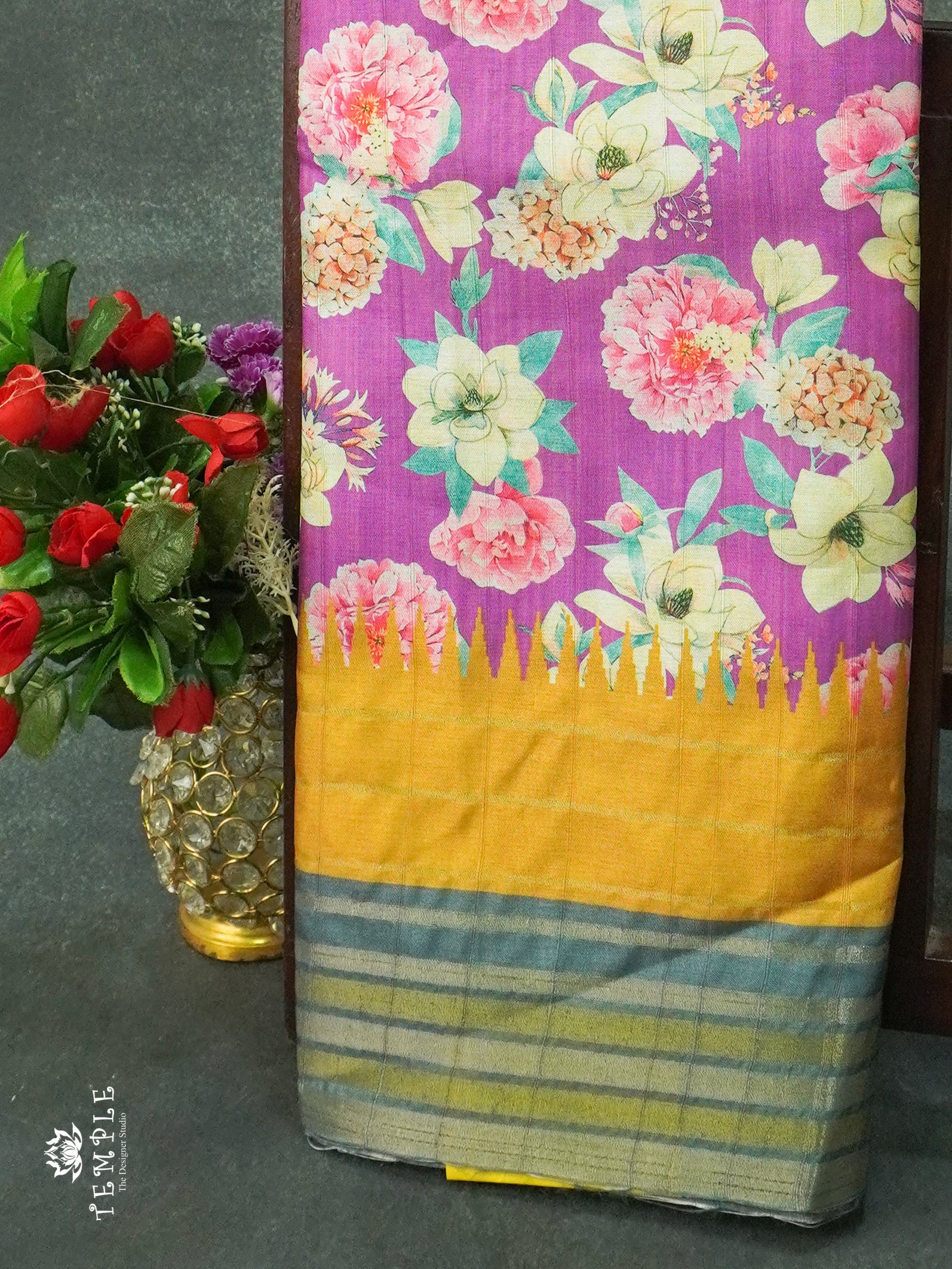 Chappa Silk Saree With Floral Prints  | TTDS1236 | Sparkling Deals