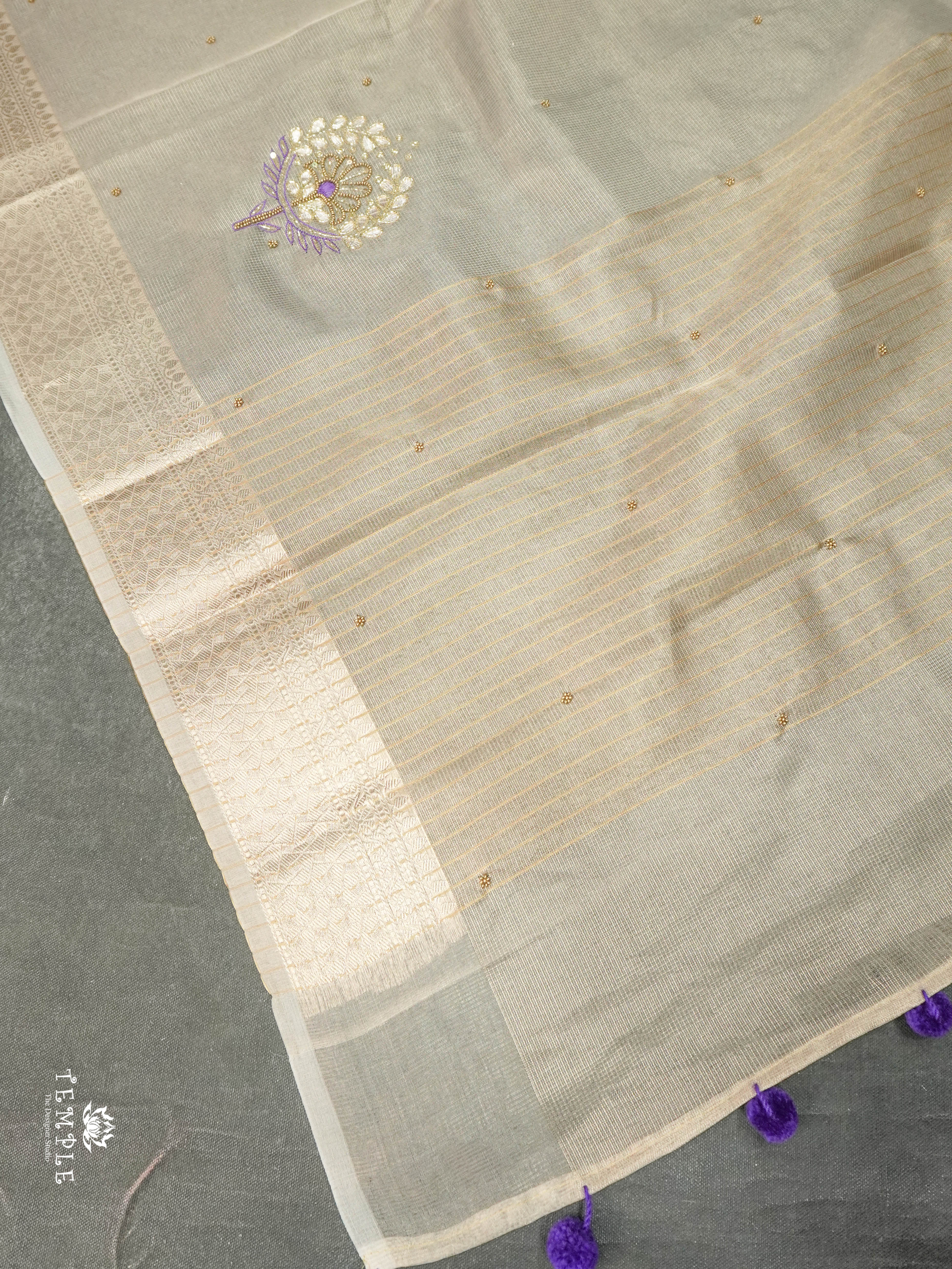 Embroidery Kora Tissue Saree | Design 4 | TTDS1644