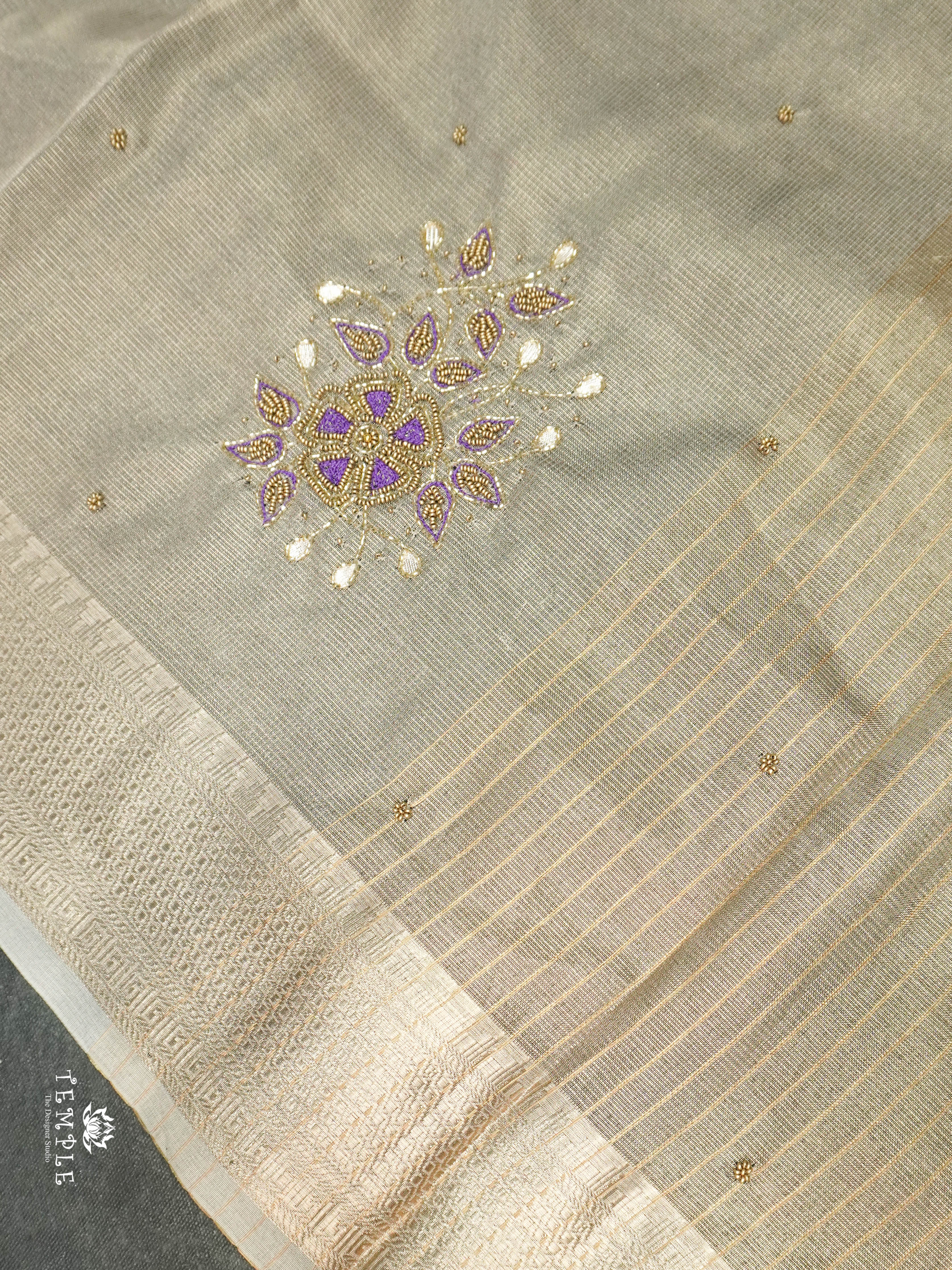 Embroidery Kora Tissue Saree | Design 6 | TTDS1646