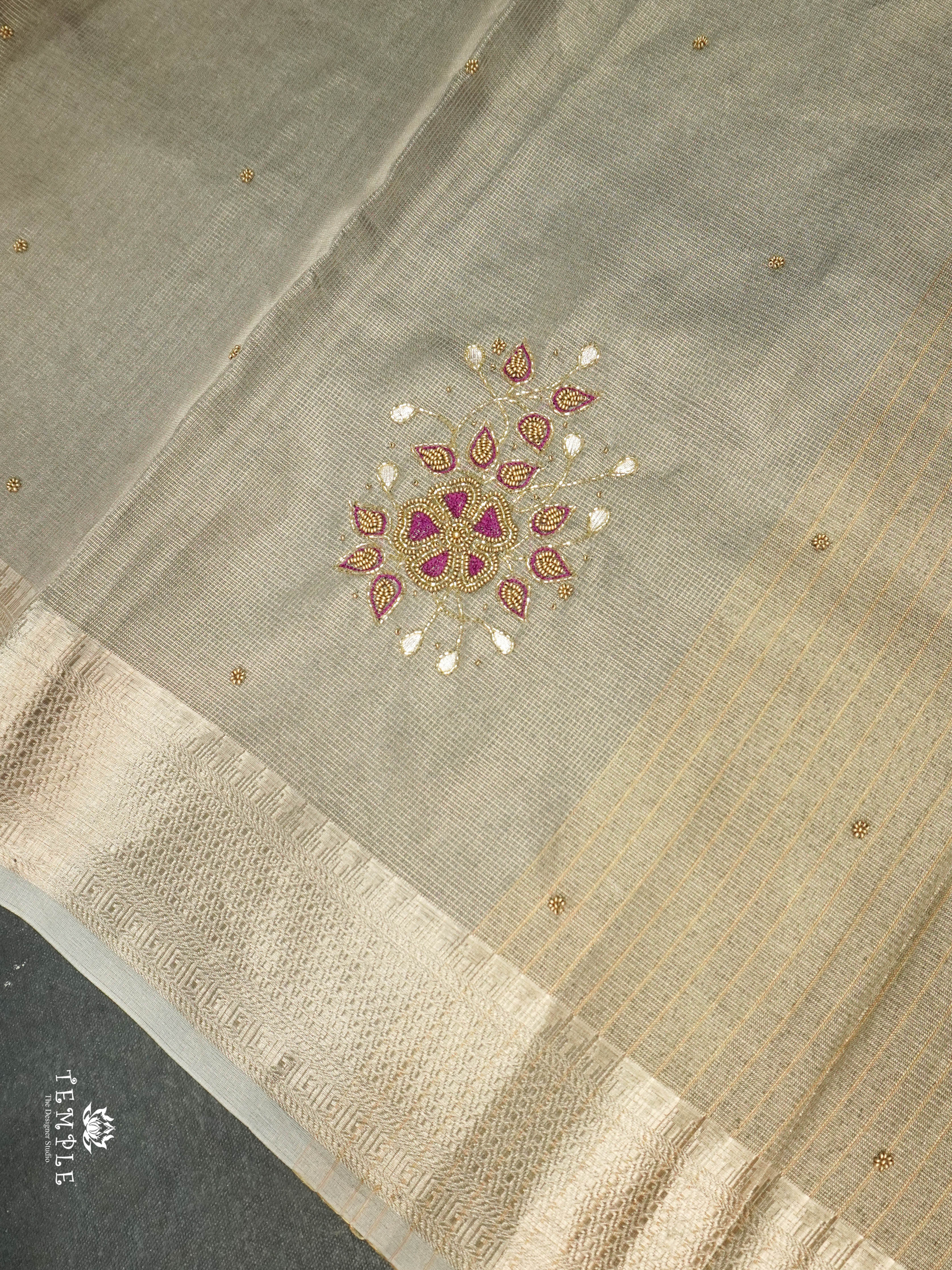 Embroidery Kora Tissue Saree | Design 6 | TTDS1646