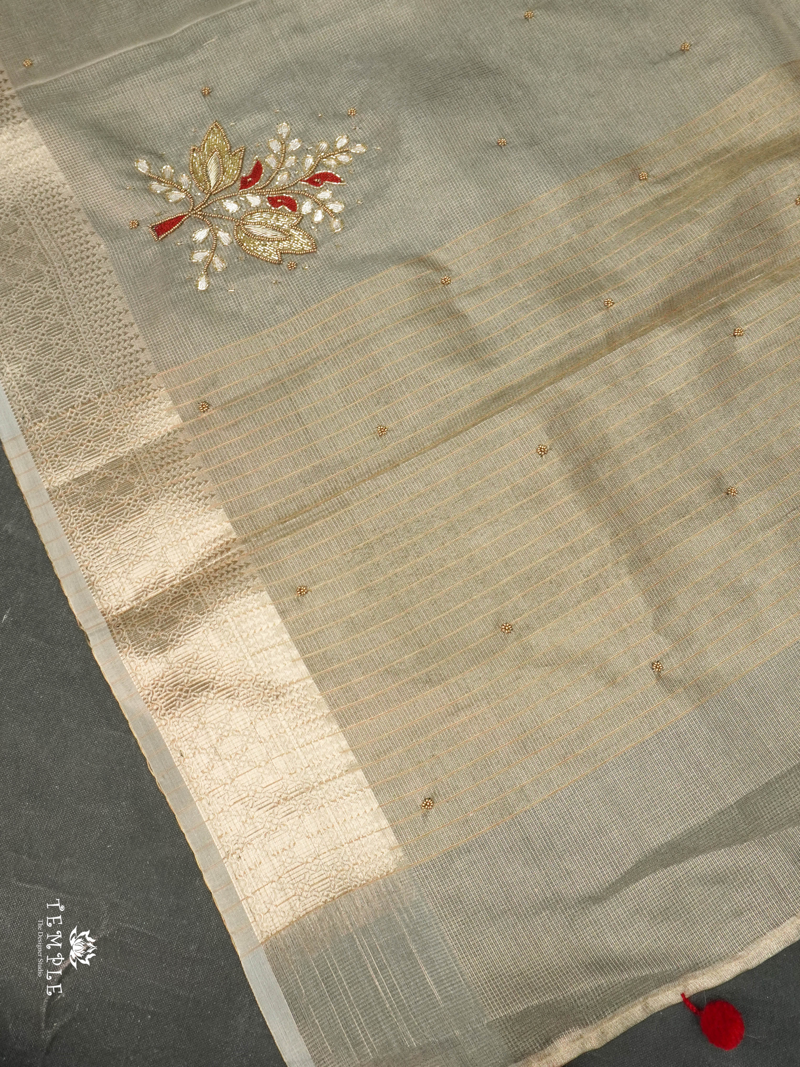 Embroidery Kora Tissue Saree | Design 7 | TTDS1647