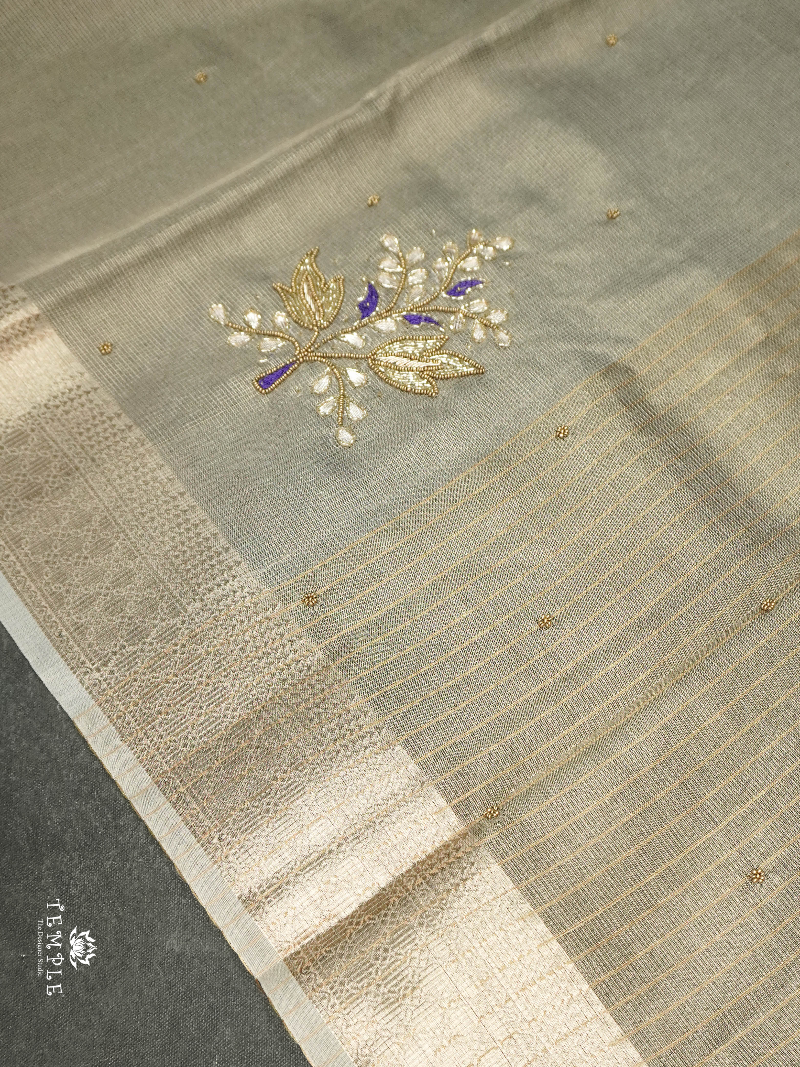 Embroidery Kora Tissue Saree | Design 7 | TTDS1647