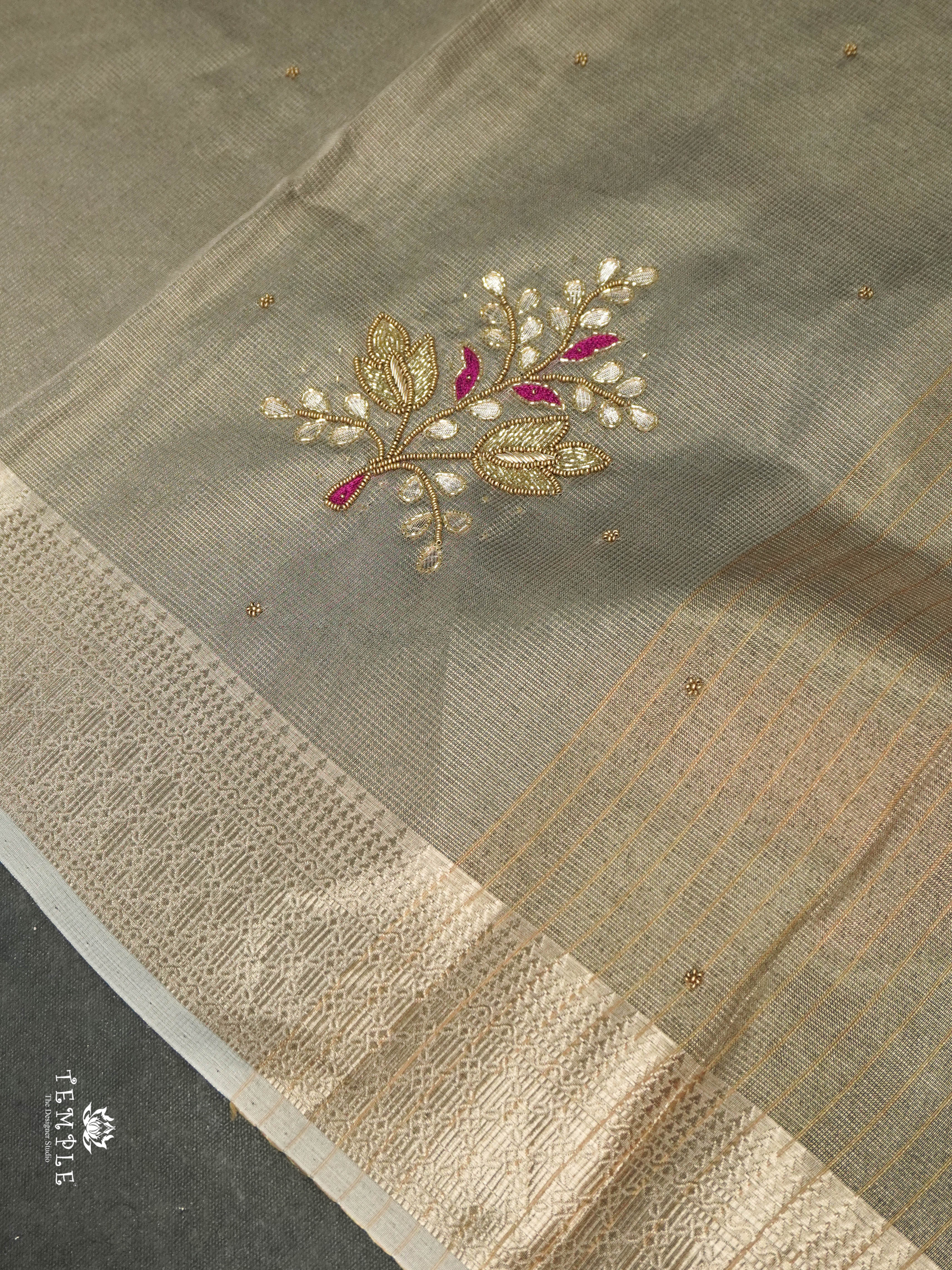 Embroidery Kora Tissue Saree | Design 7 | TTDS1647