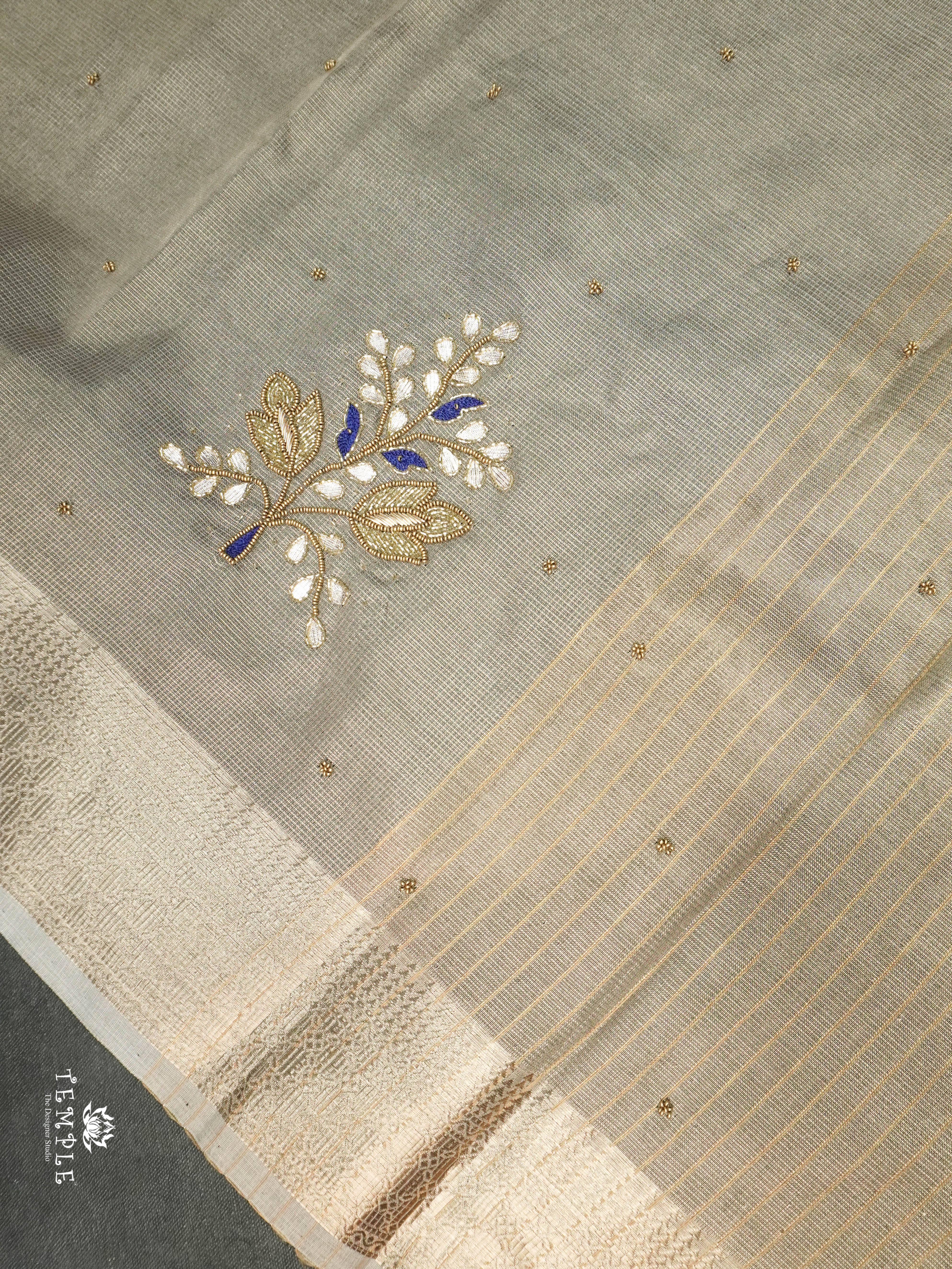 Embroidery Kora Tissue Saree | Design 7 | TTDS1647