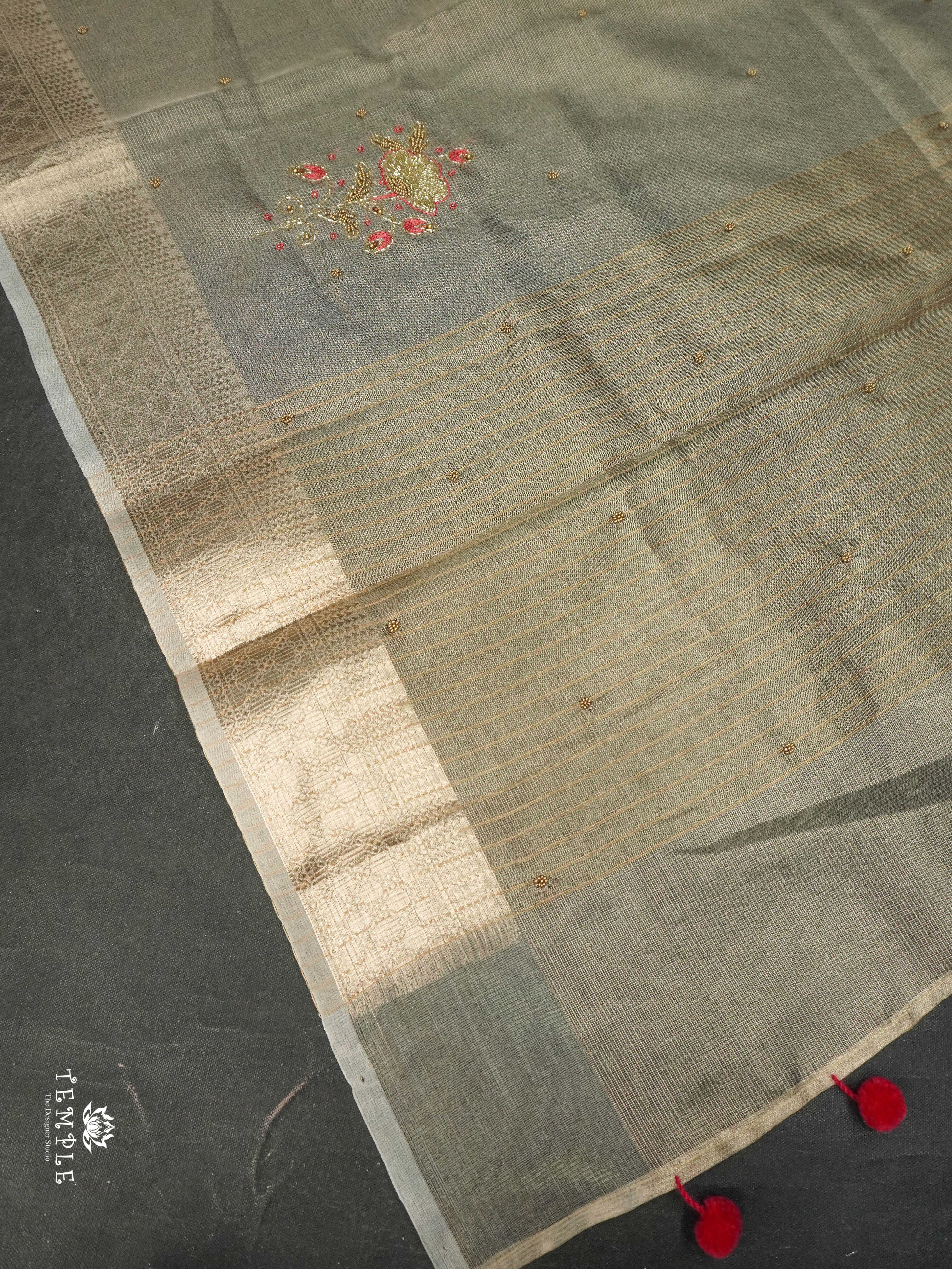 Embroidery Kora Tissue Saree | Design 10 | TTDS1650