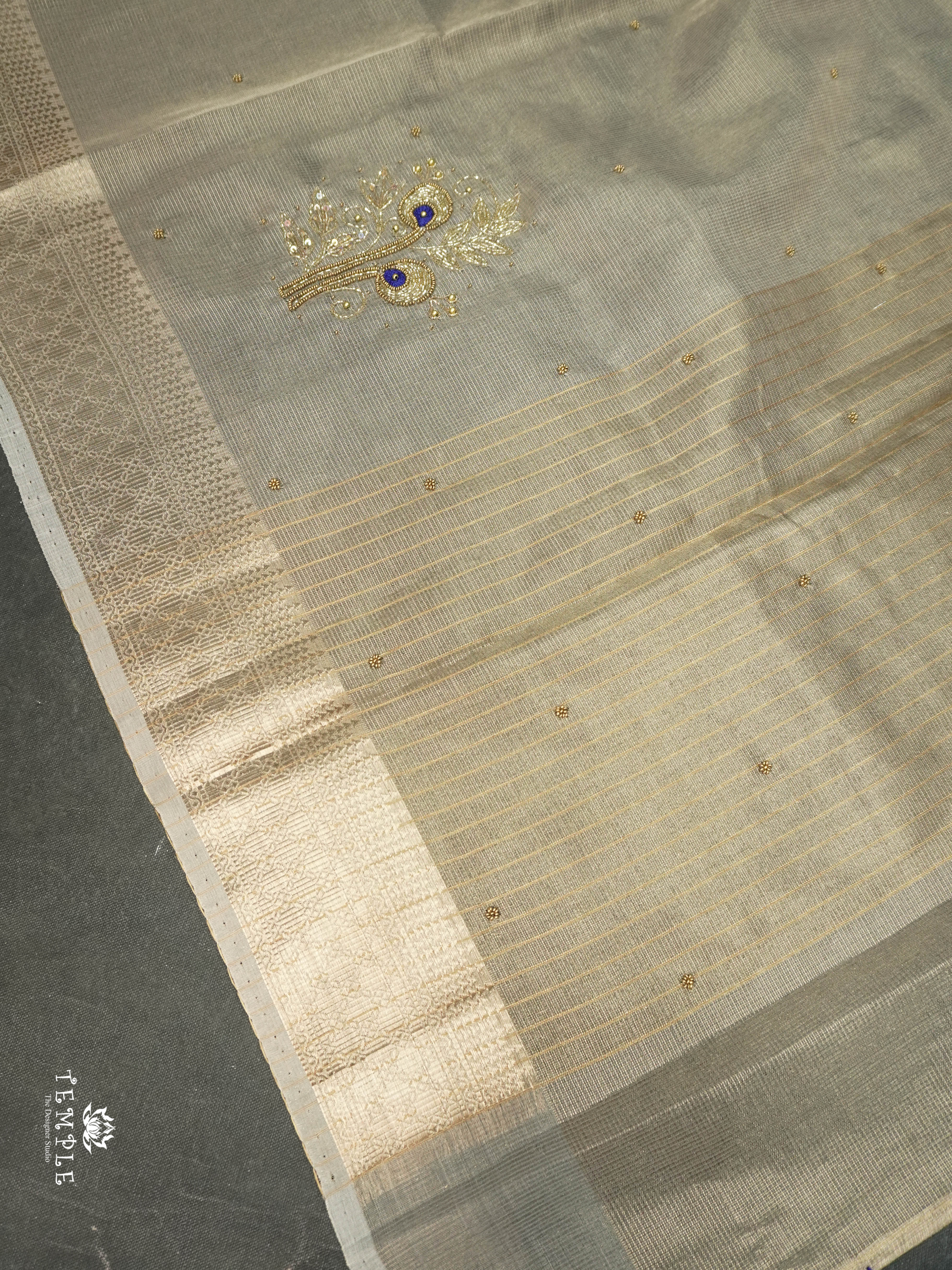 Embroidery Kora Tissue Saree | Design 3 | TTDS1643