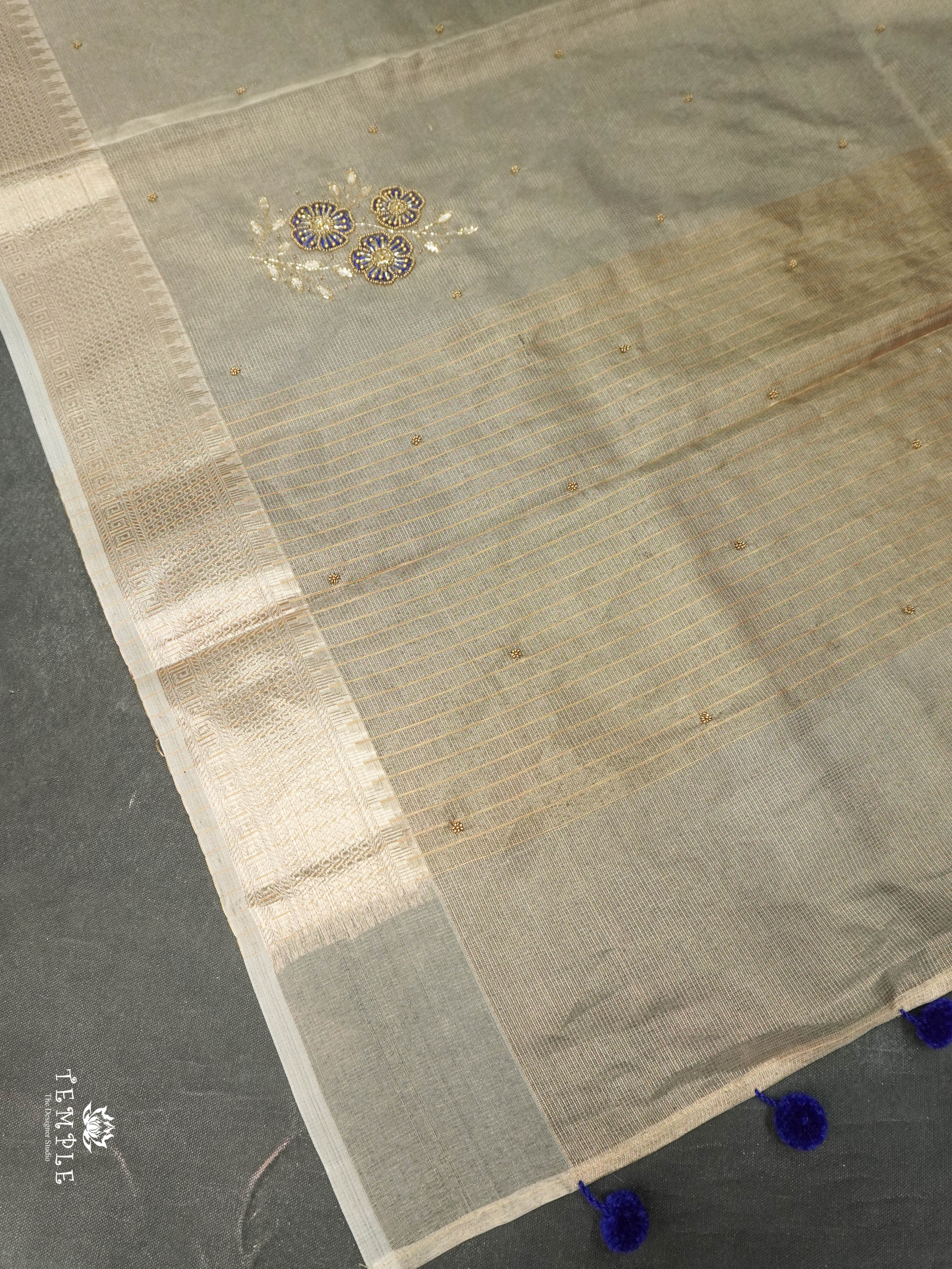 Embroidery Kora Tissue Saree | Design 2 | TTDS1642