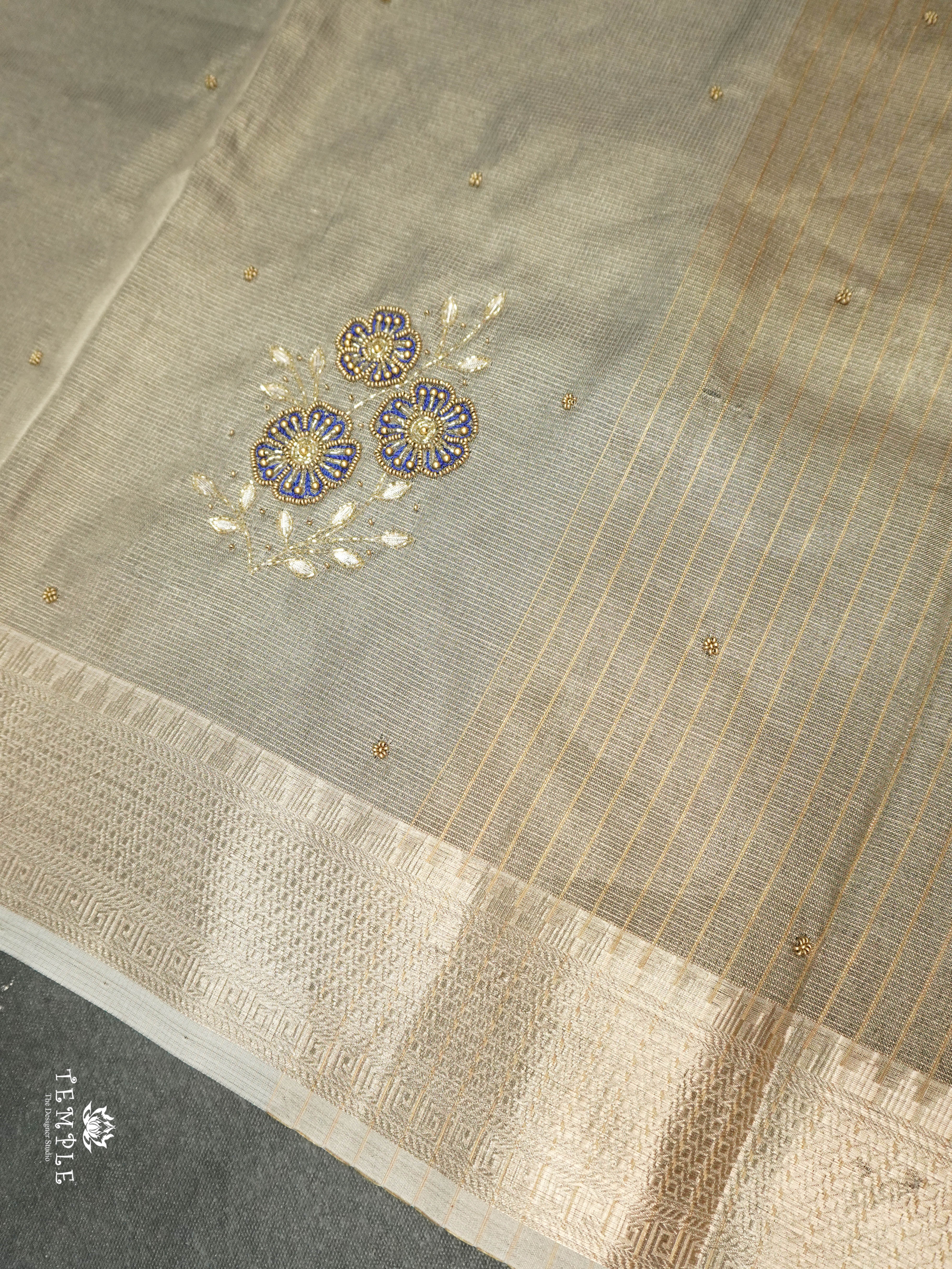 Embroidery Kora Tissue Saree | Design 2 | TTDS1642