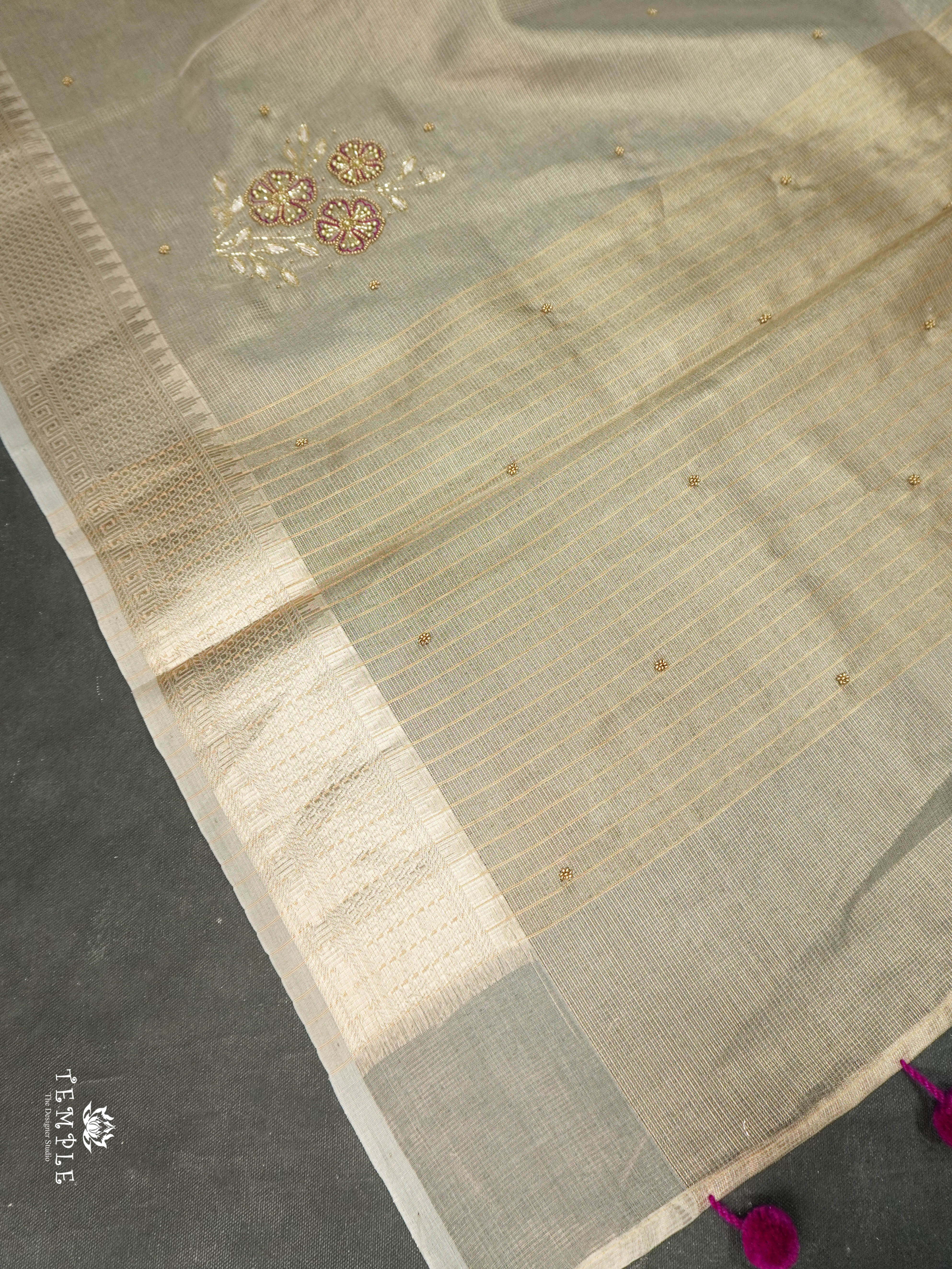 Embroidery Kora Tissue Saree | Design 2 | TTDS1642