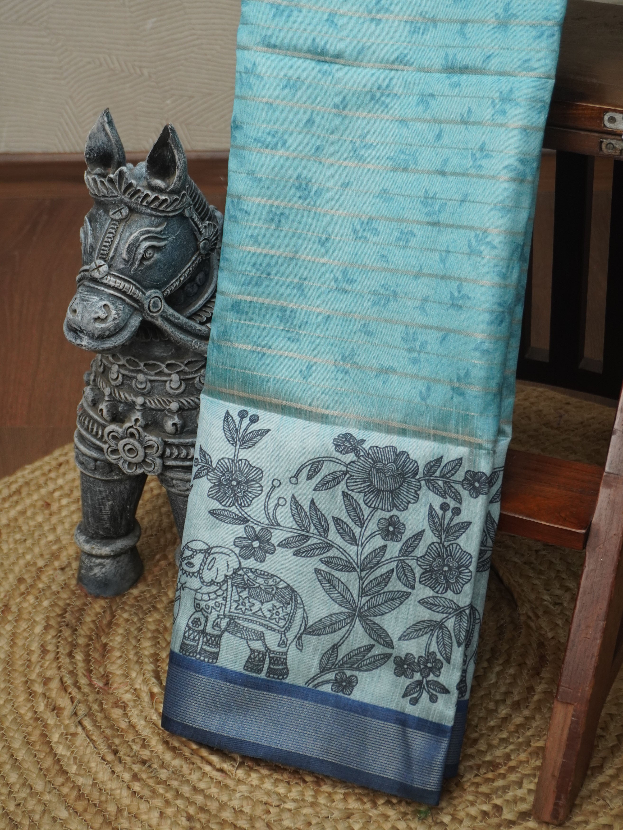 Printed Tussar Saree | TTDS3527