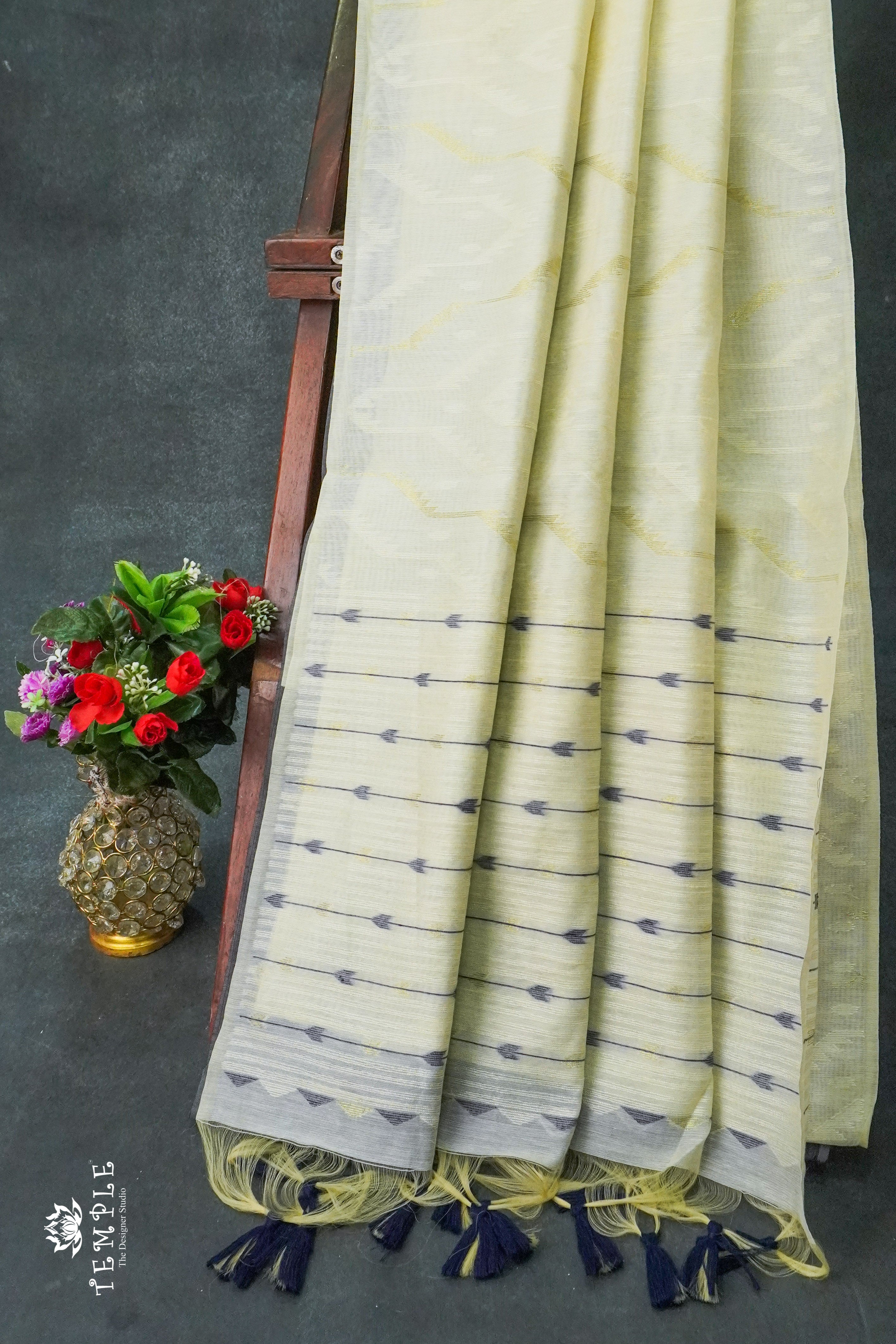 Munga Cotton Saree(Navy Blue) | TTDS1232