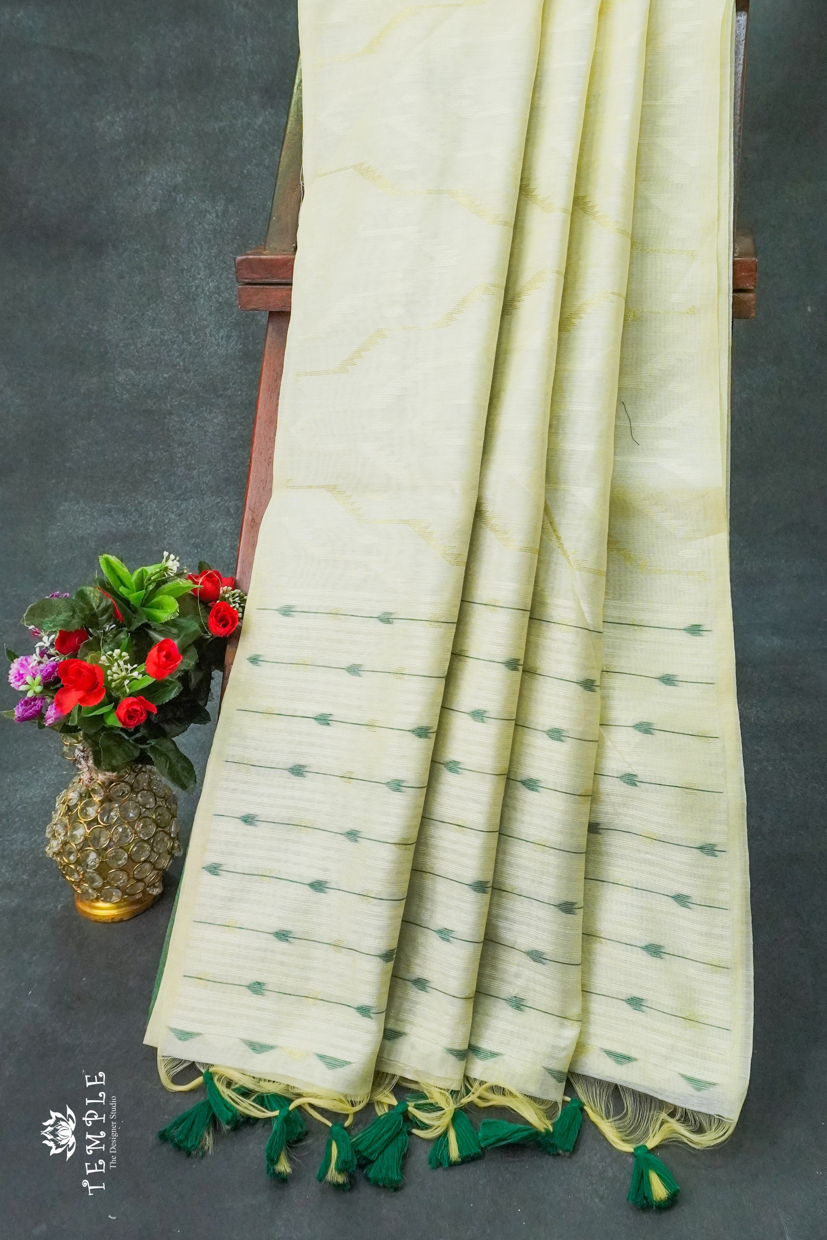 Munga Cotton Saree(Dark Green) | TTDS1232