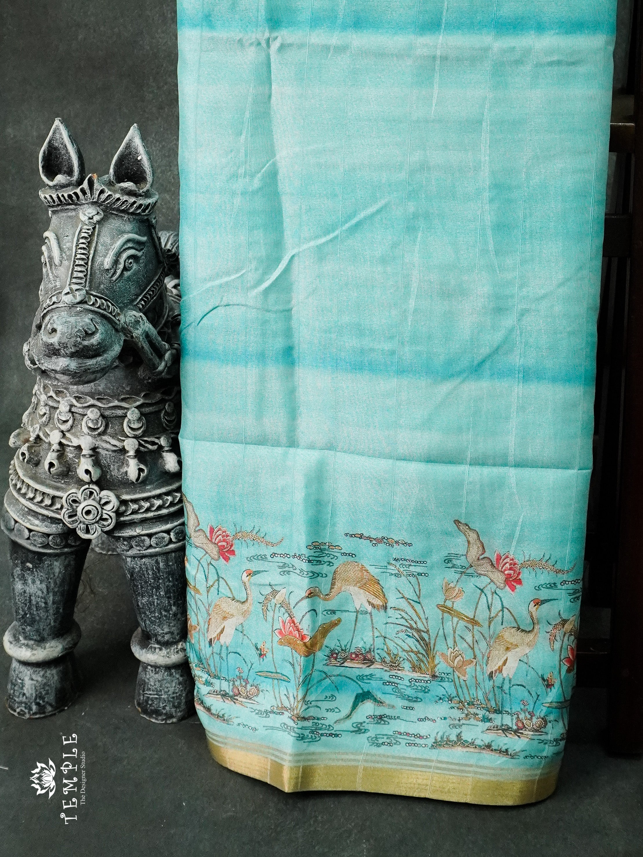 Dupion Silk Saree(Flamingos Printed) | TTDS1244