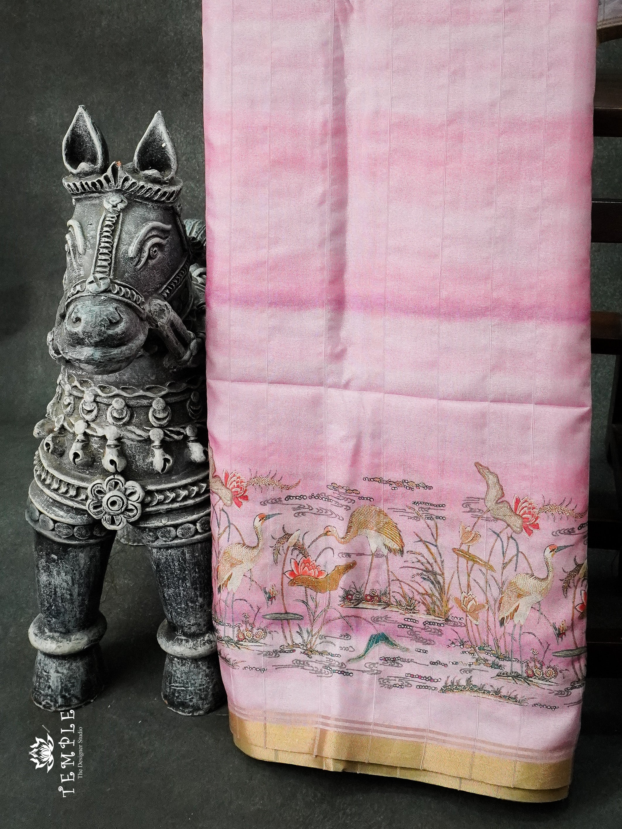 Dupion Silk Saree(Flamingos Printed) | TTDS1244