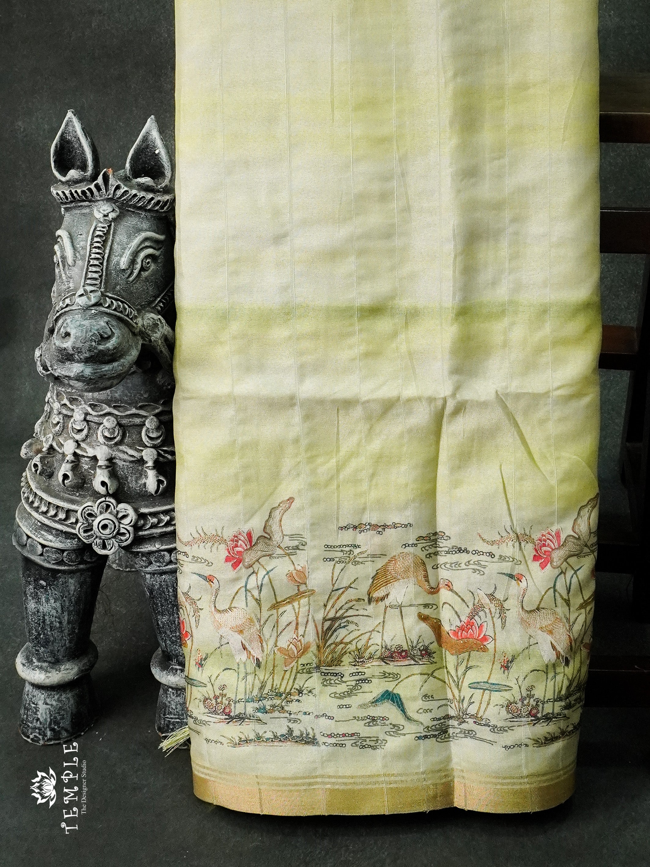 Dupion Silk Saree(Flamingos Printed) | TTDS1244