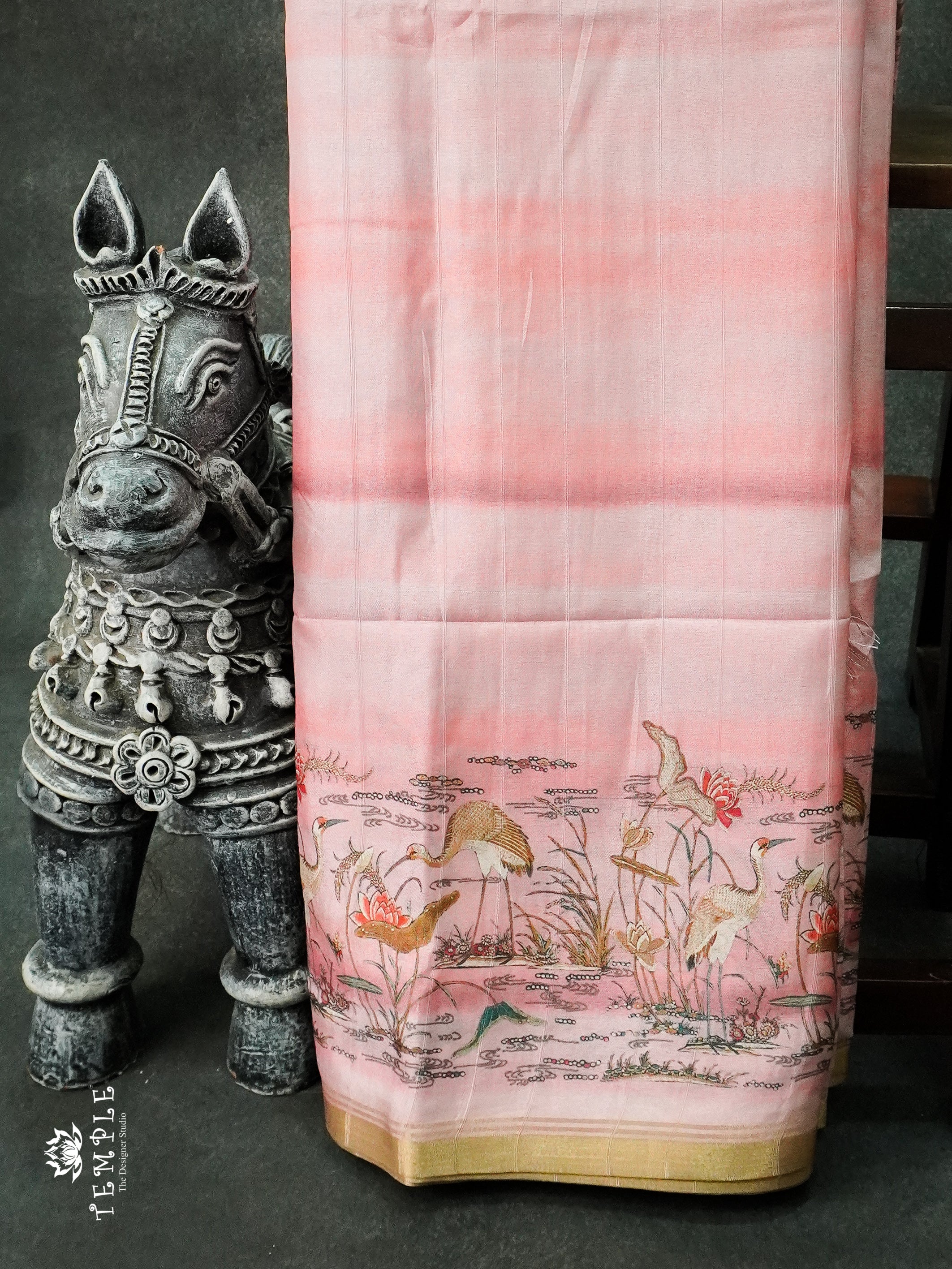 Dupion Silk Saree(Flamingos Printed) | TTDS1244