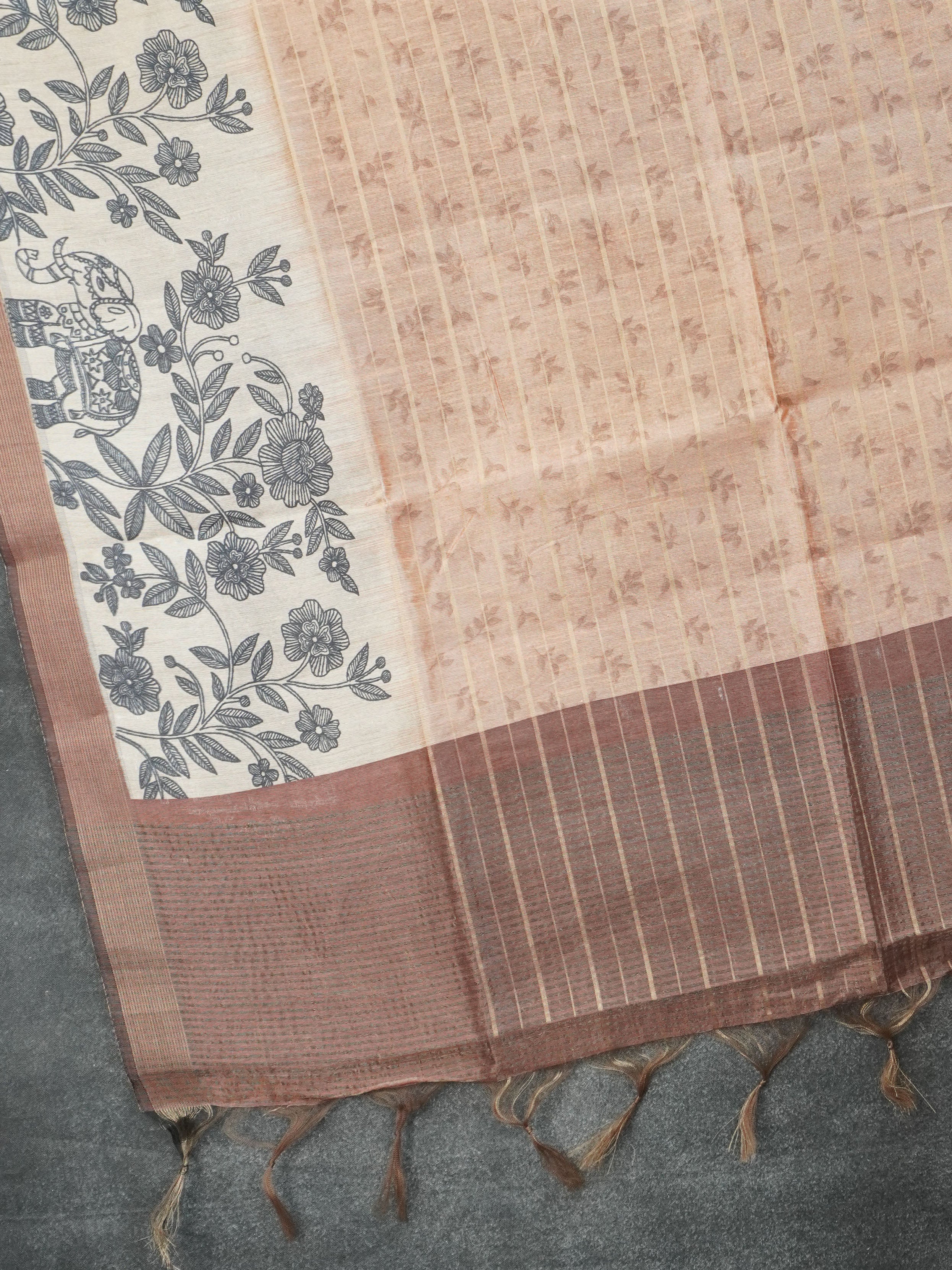 Printed Tussar Saree | TTDS3527