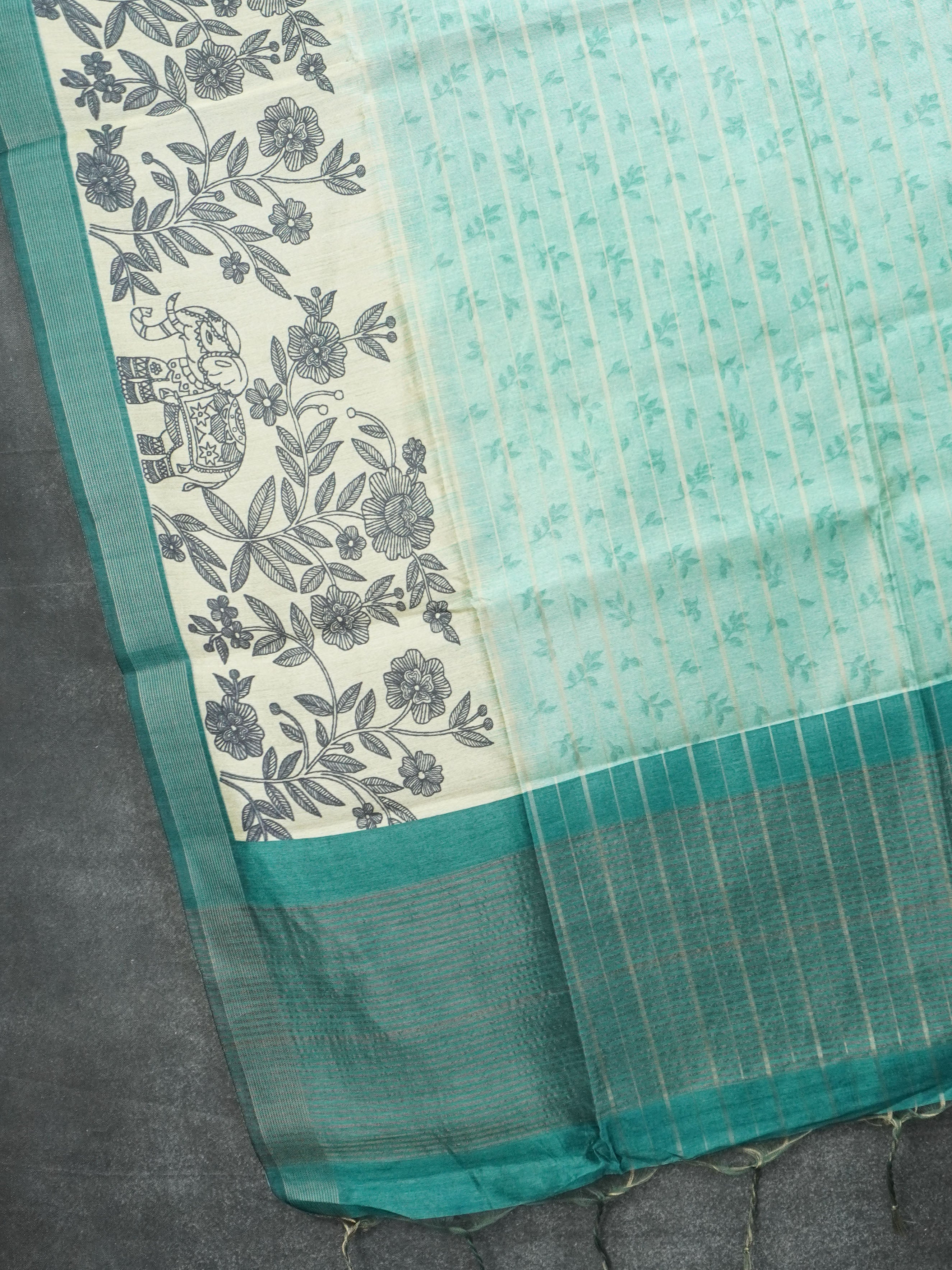 Printed Tussar Saree | TTDS3527