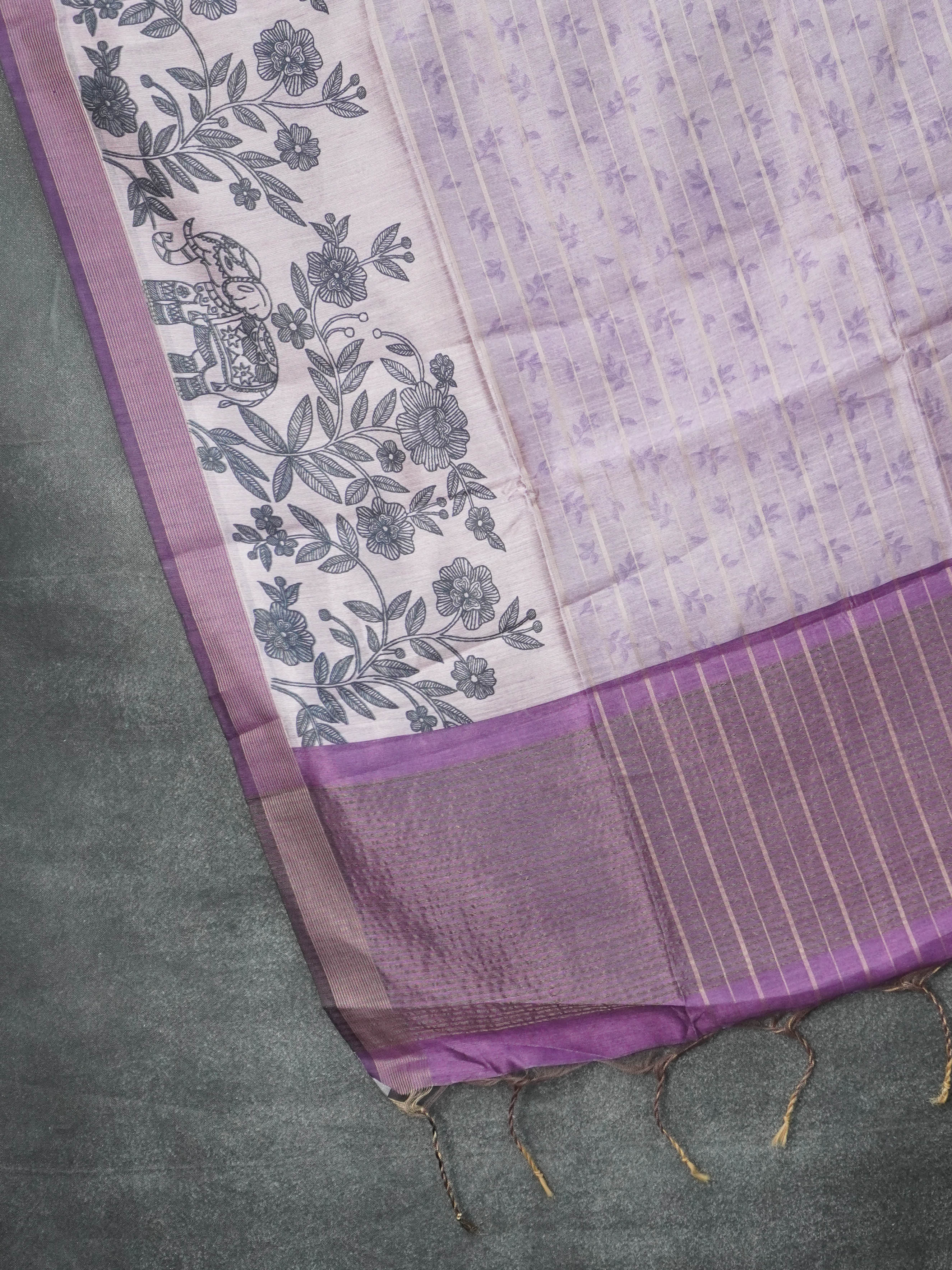 Printed Tussar Saree | TTDS3527