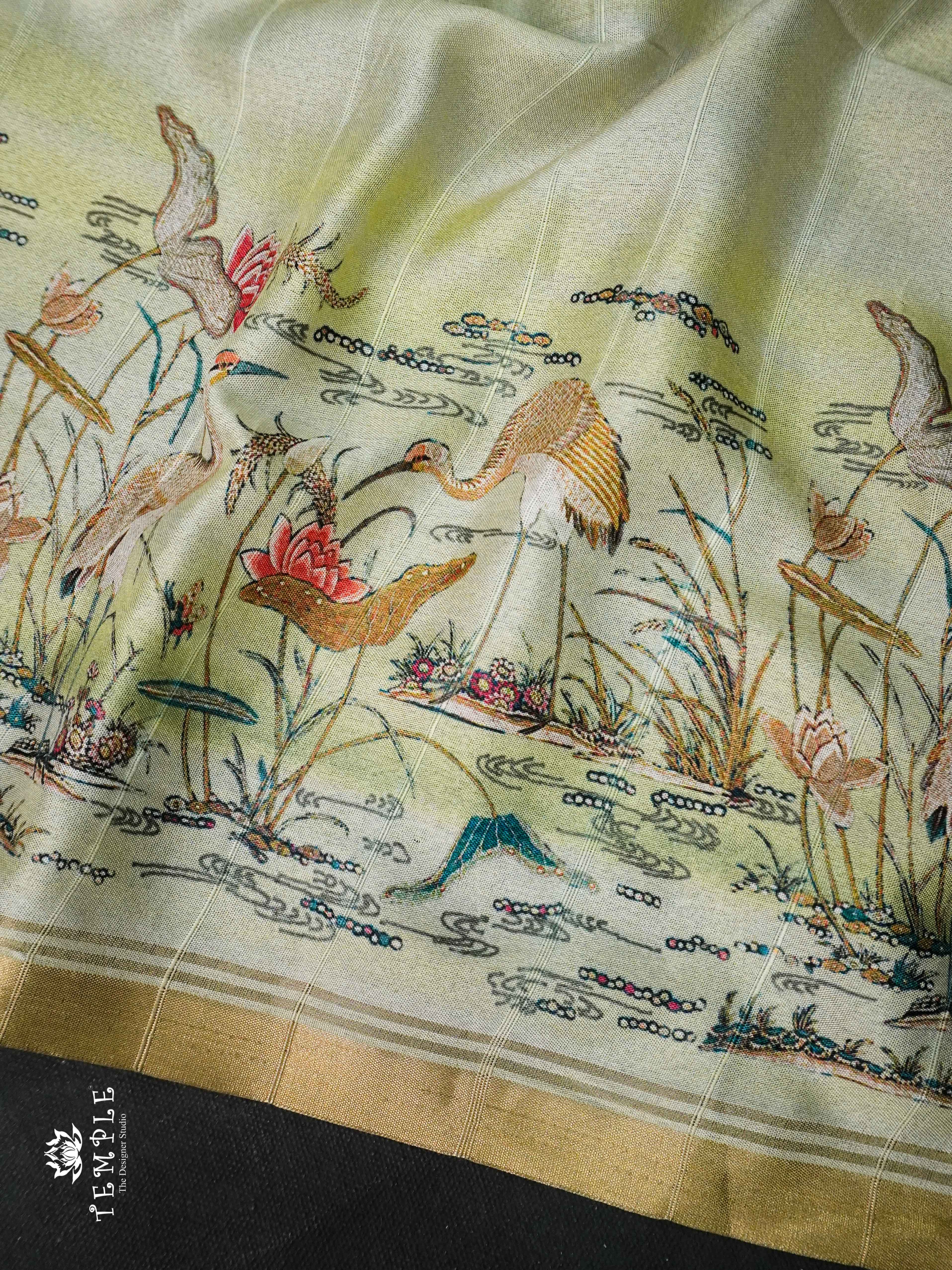 Dupion Silk Saree(Flamingos Printed) | TTDS1244