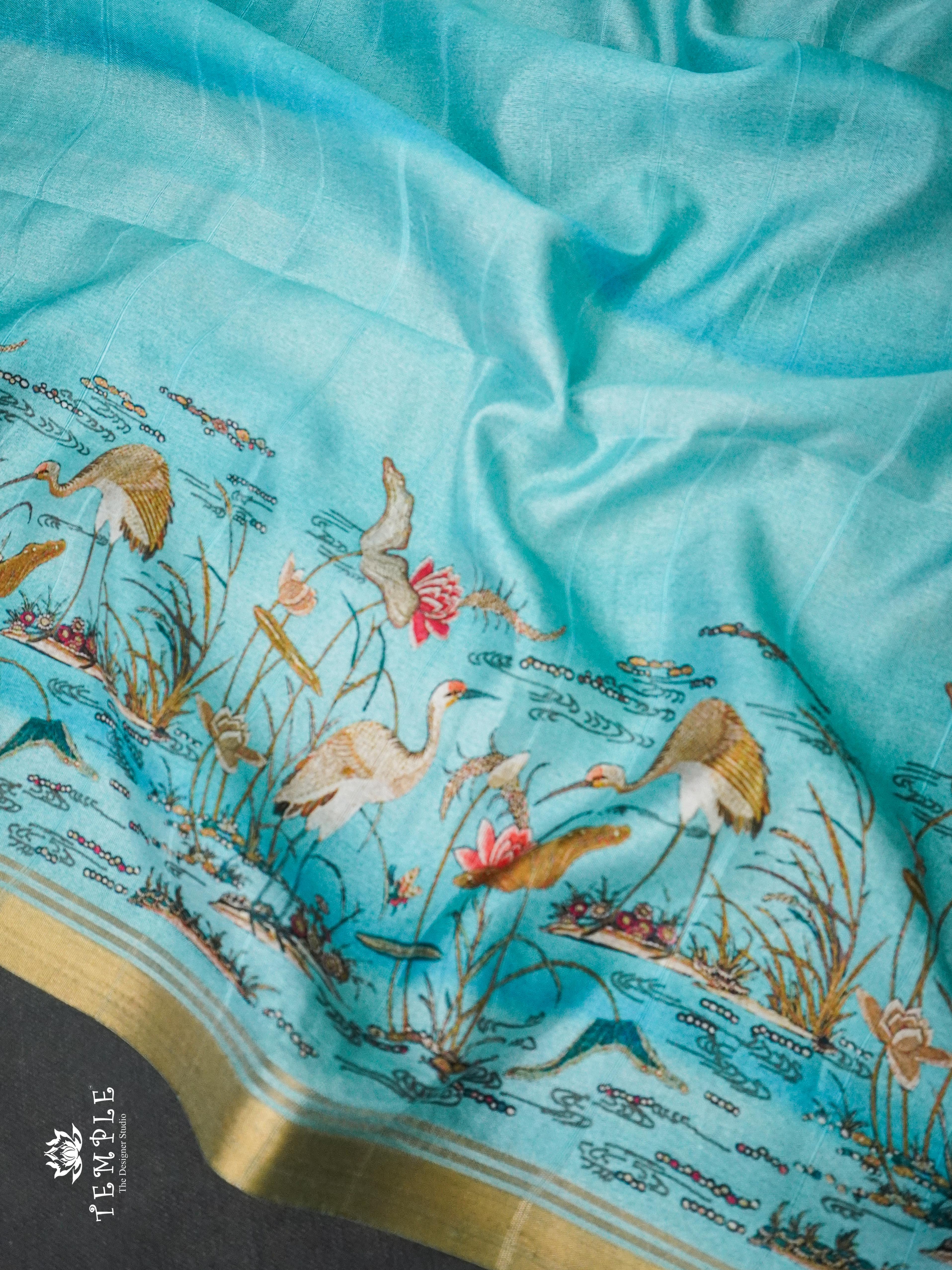 Dupion Silk Saree(Flamingos Printed) | TTDS1244