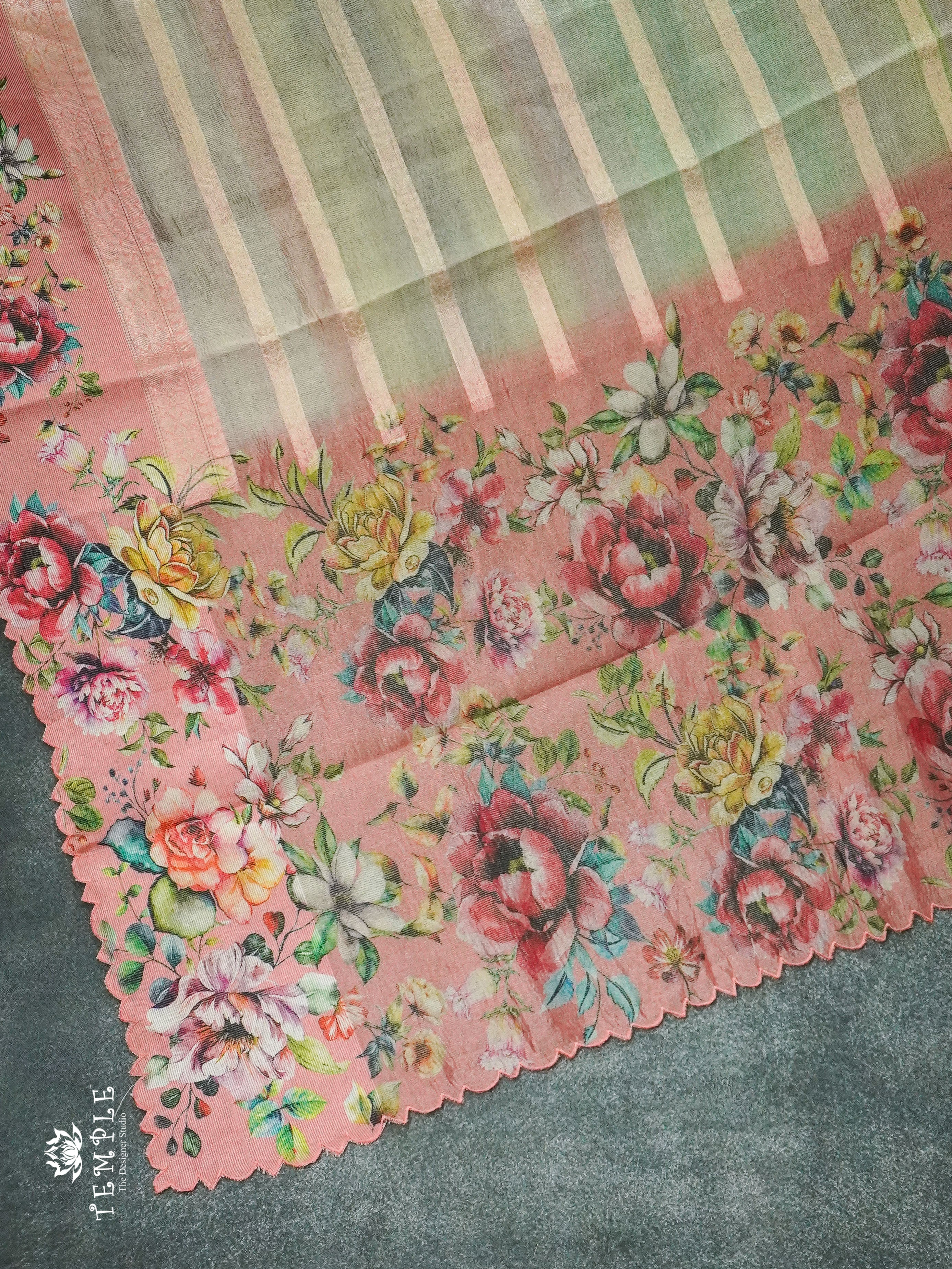 Rainbow Crushed Tissue Saree (Floral Border) | TTDS1240