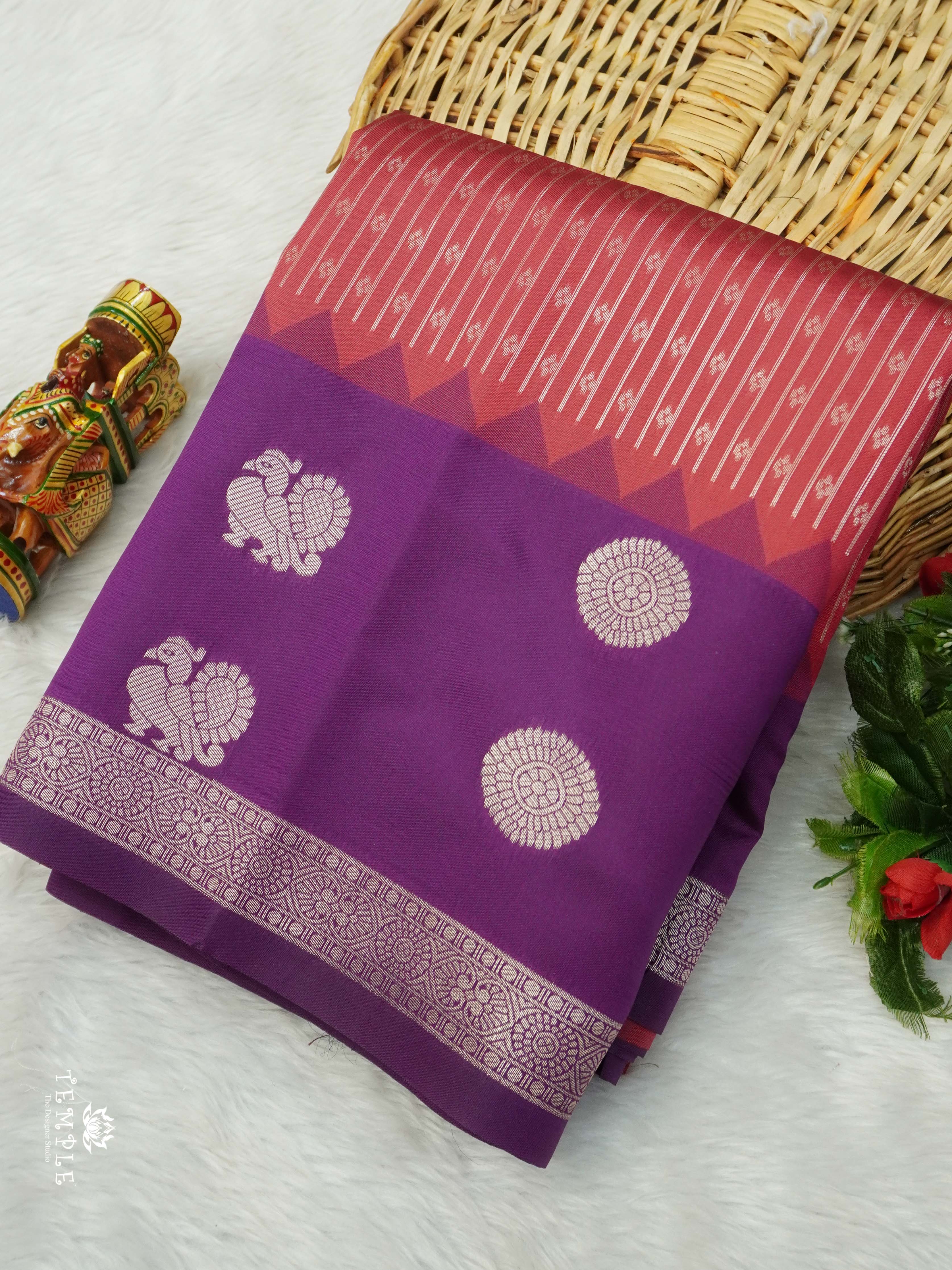Semi Silk Saree With Zari Weaving Border | TTDS2642