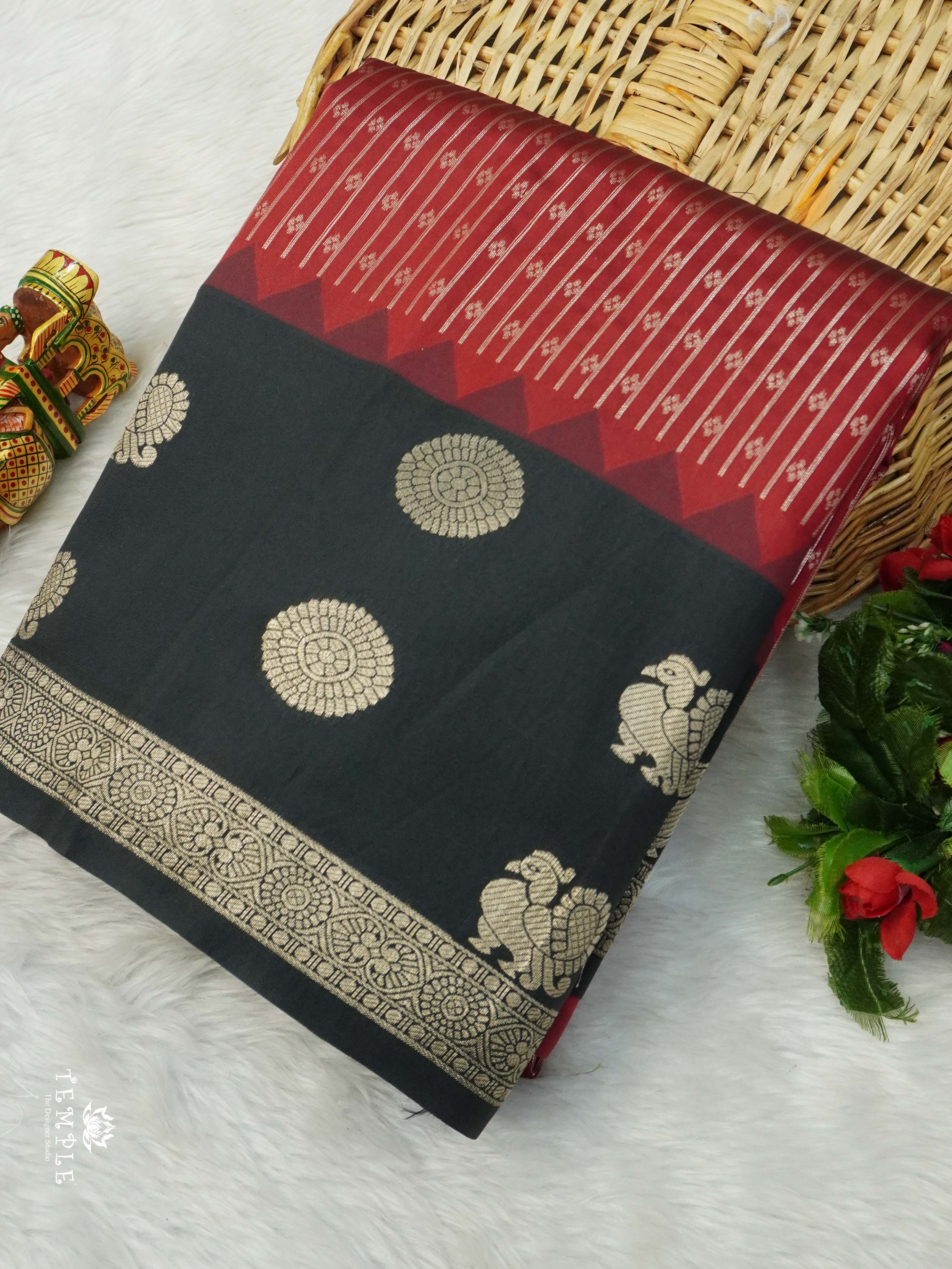 Semi Silk Saree With Zari Weaving Border | TTDS2642