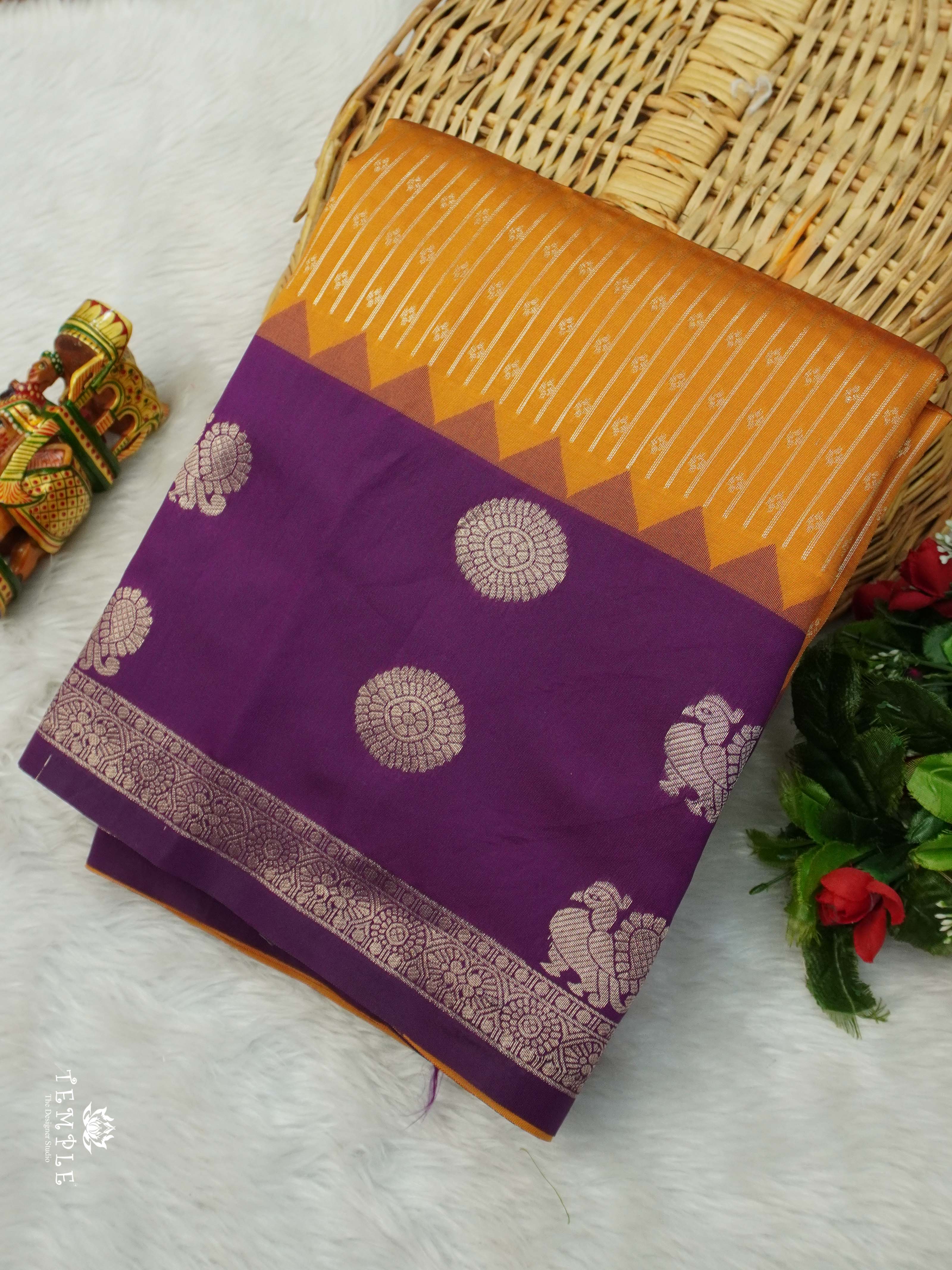 Semi Silk Saree With Zari Weaving Border | TTDS2642