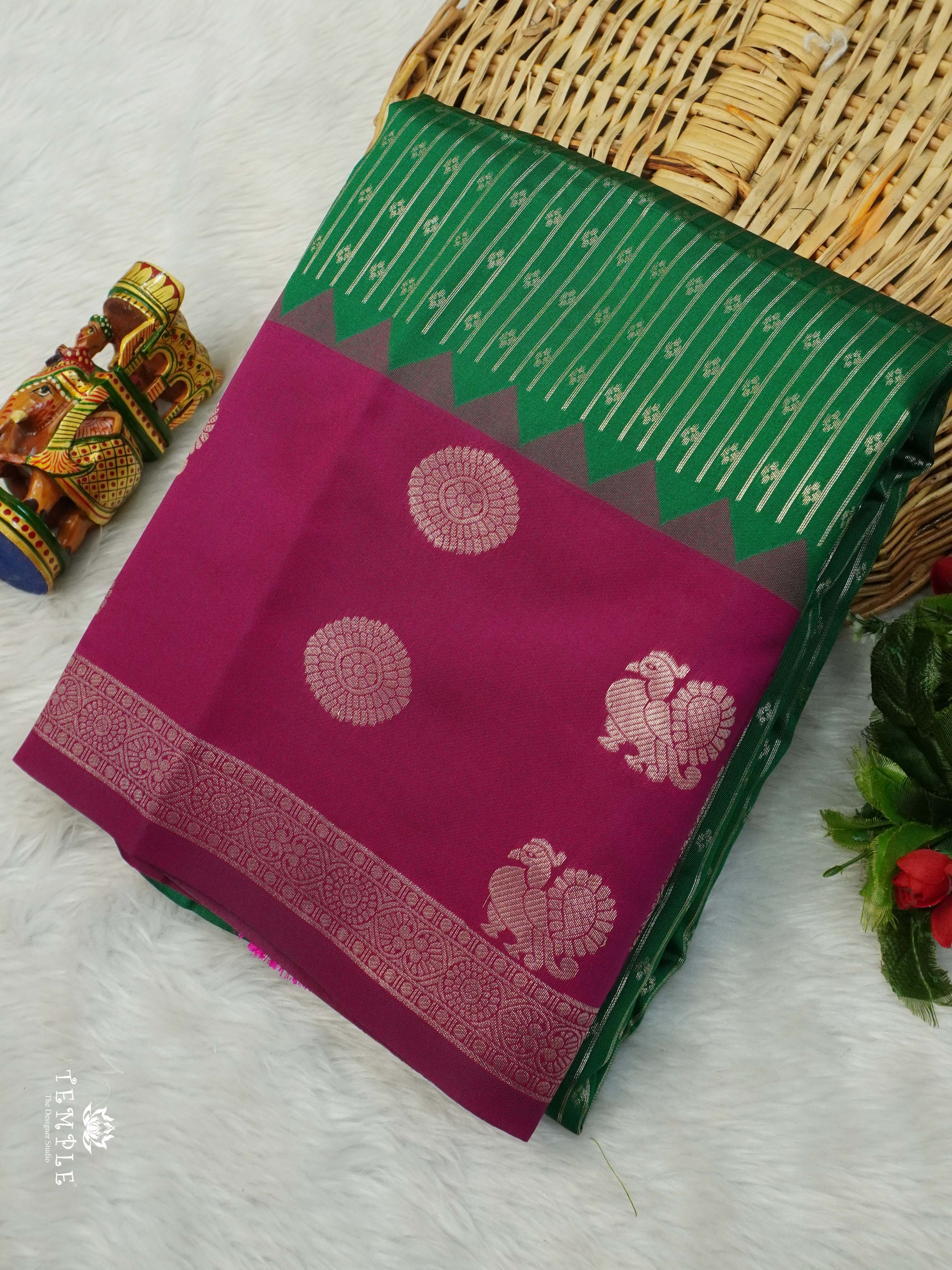 Semi Silk Saree With Zari Weaving Border | TTDS2642