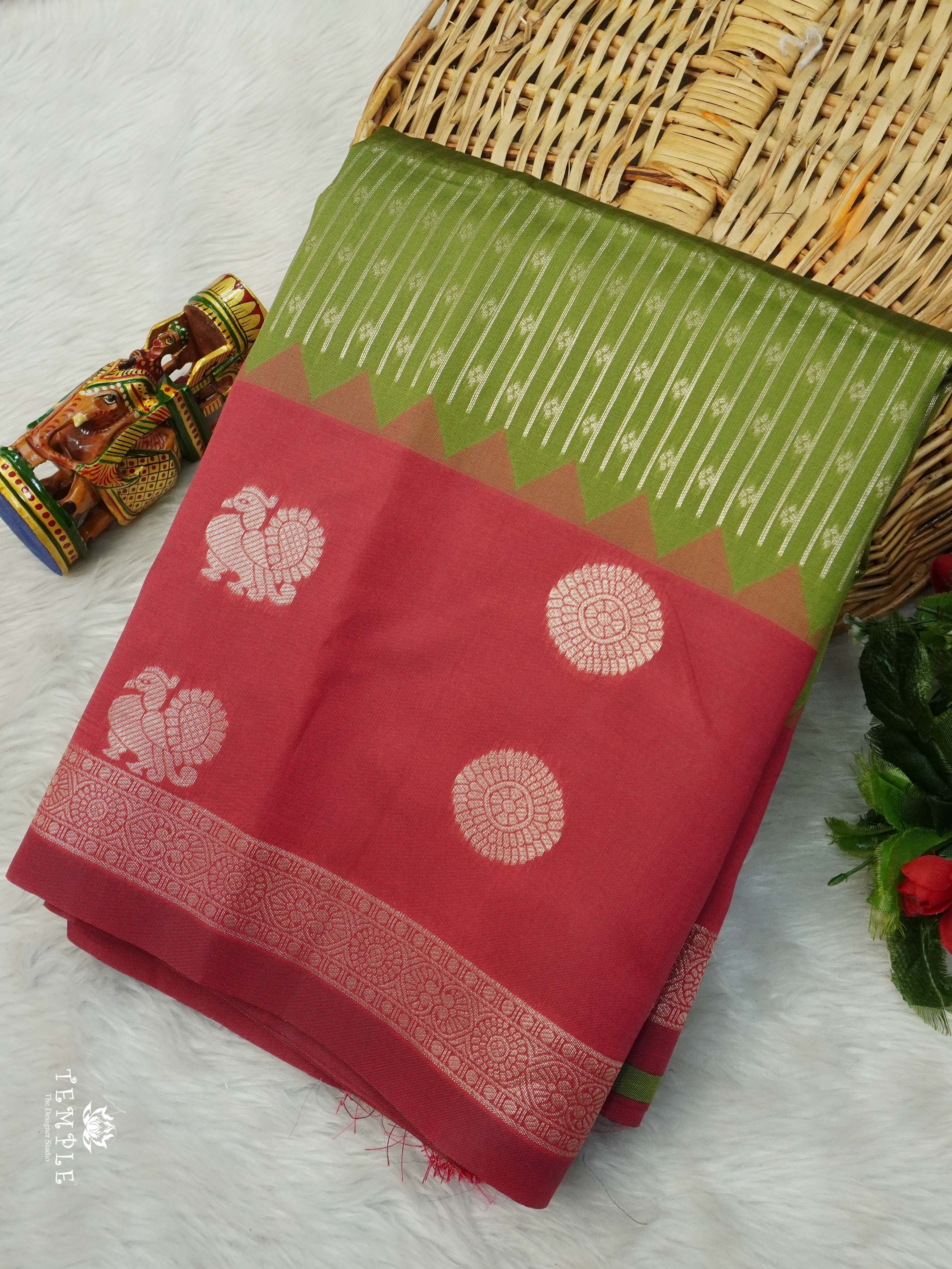 Semi Silk Saree With Zari Weaving Border | TTDS2642