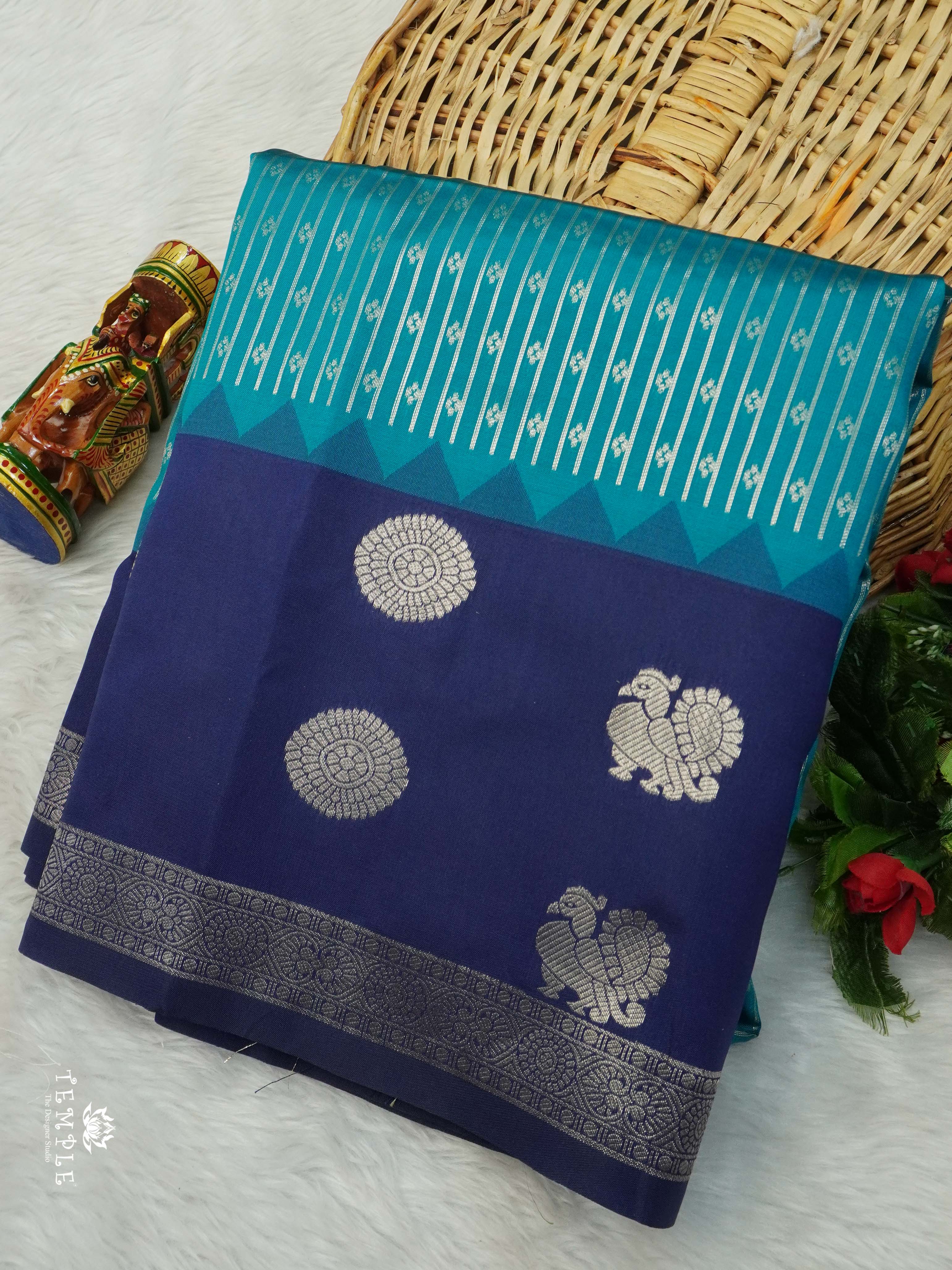 Semi Silk Saree With Zari Weaving Border | TTDS2642