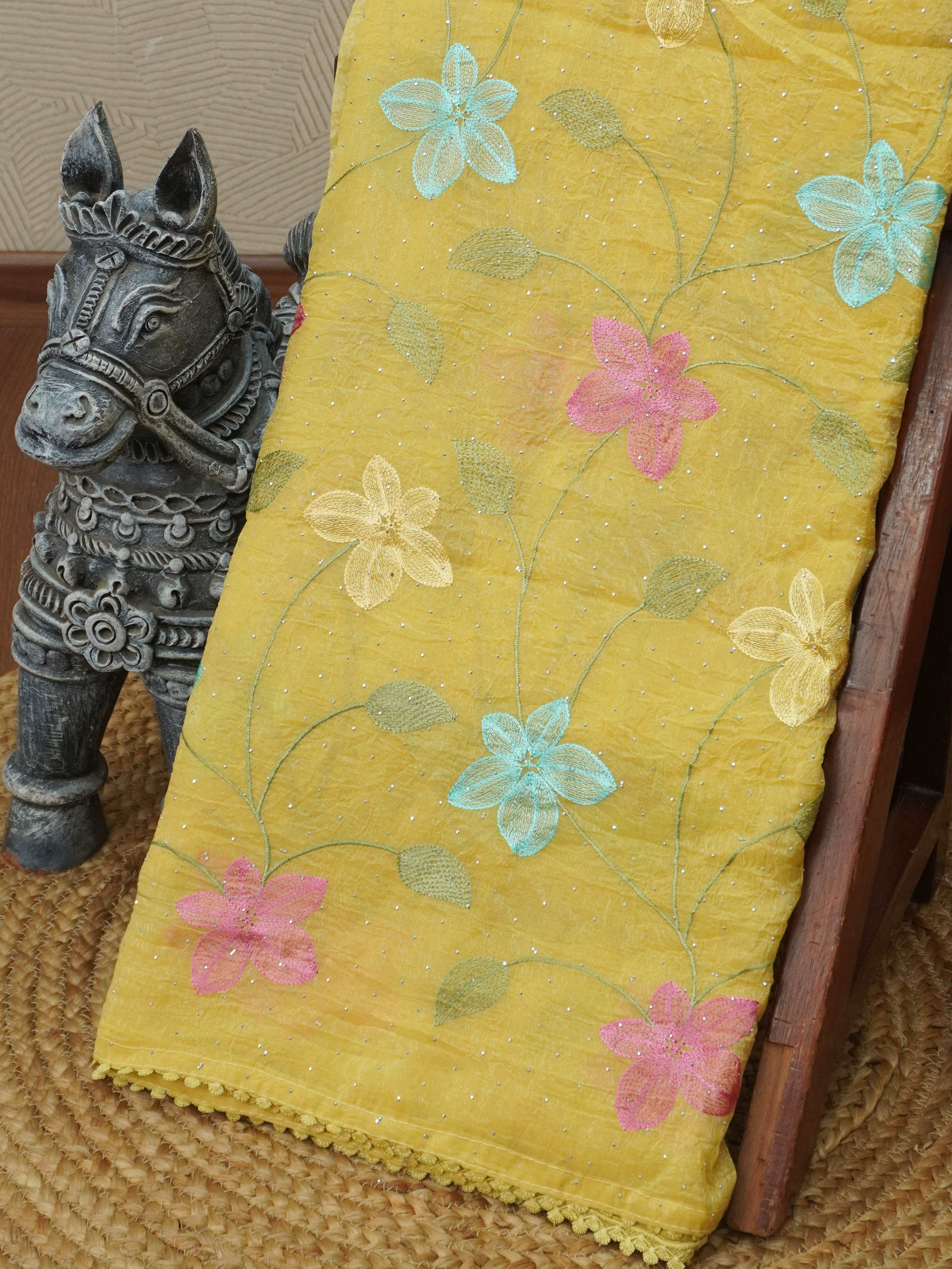 Crushed Organza Saree | TTDS3536