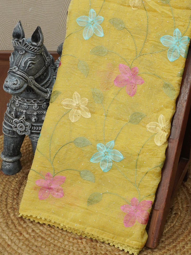 Crushed Organza Saree | TTDS3536