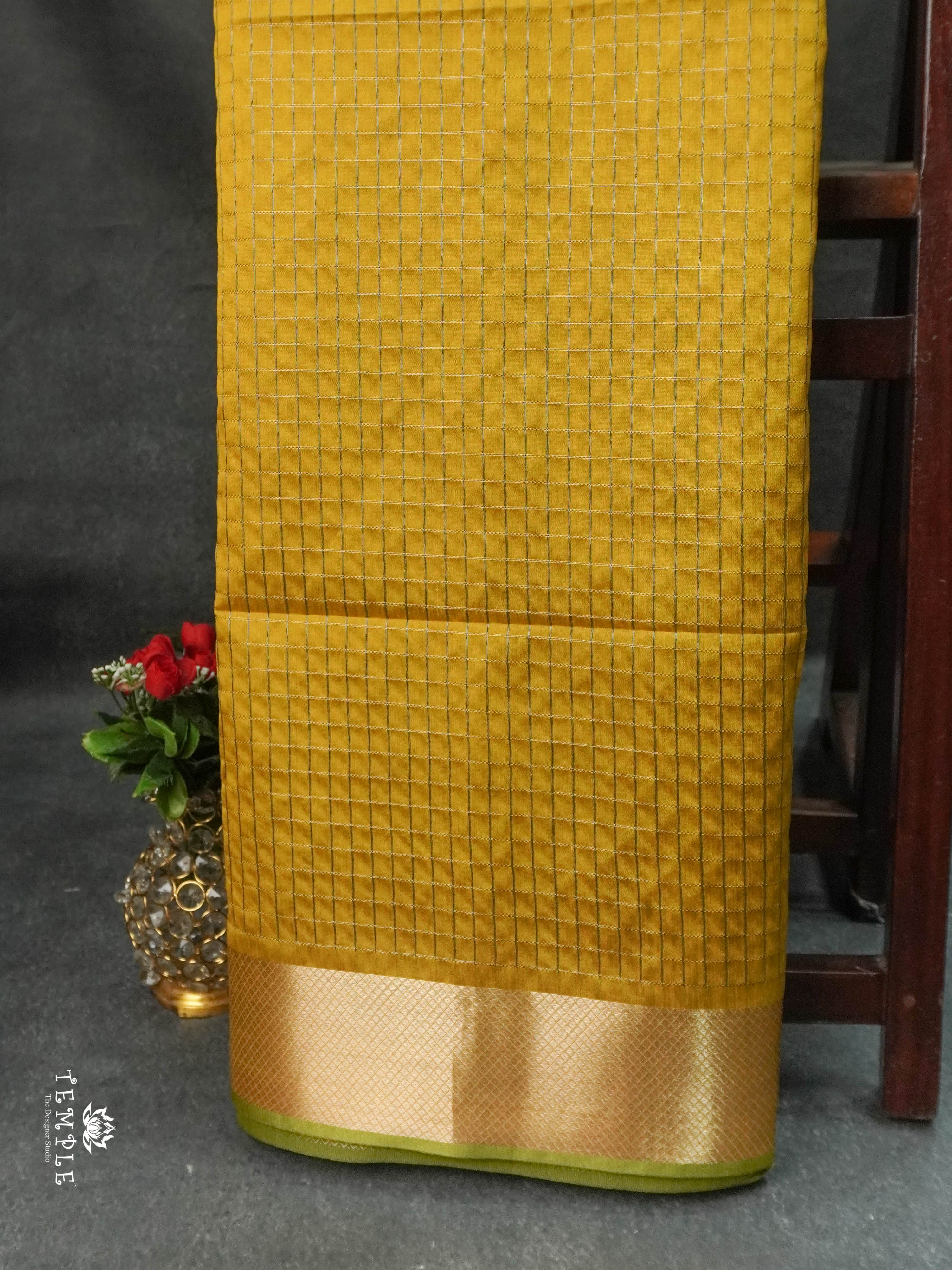 Checked Pattern Raw Silk Saree | TTDS1668